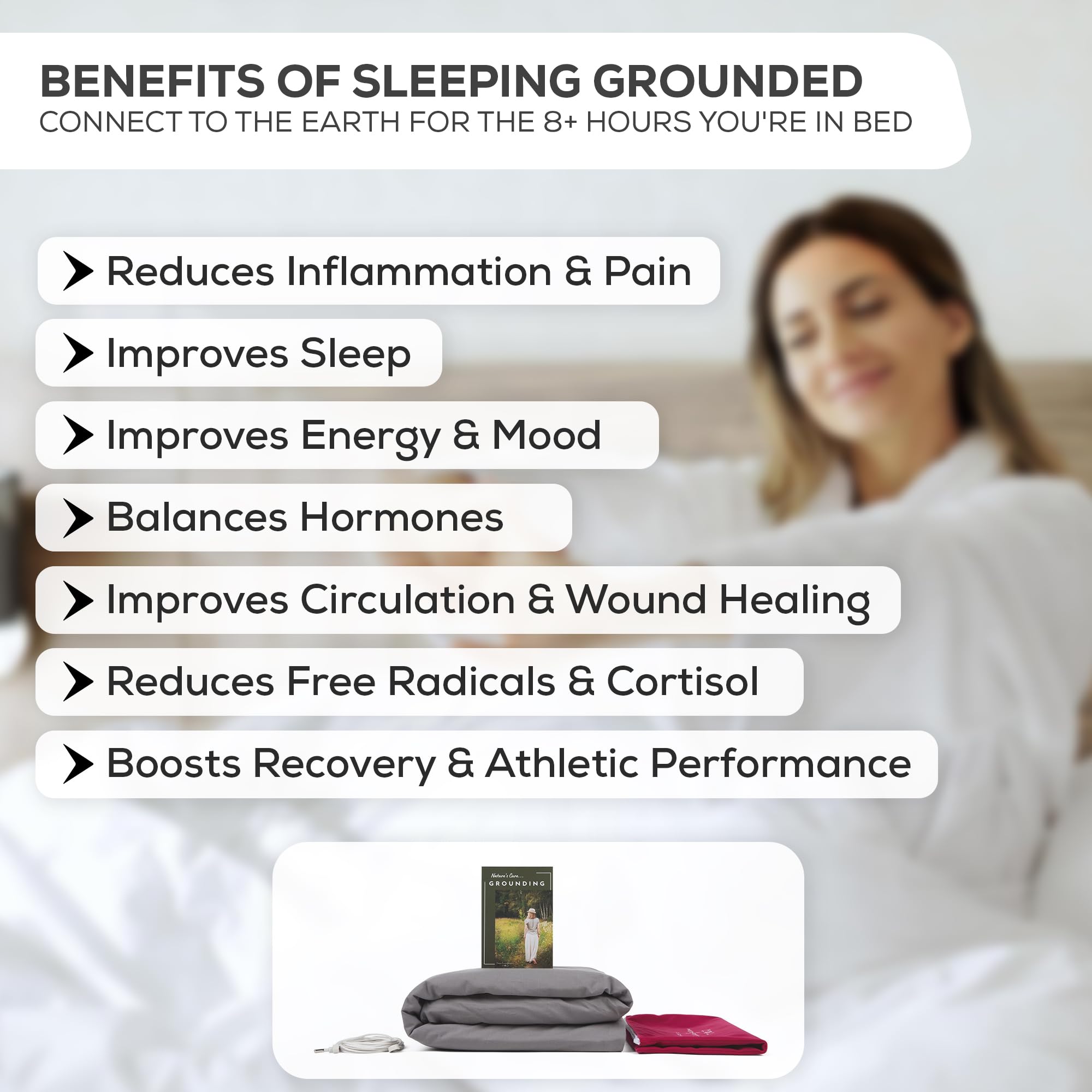 Premium King Size Earthing Grounding Sheet (Grey) - 400 Thread Count Cotton & Silver Fiber for Better Conductivity - Reinforced Grounding Cord Included - Ideal for Stress Relief, Better Sleep & Wellness at Home