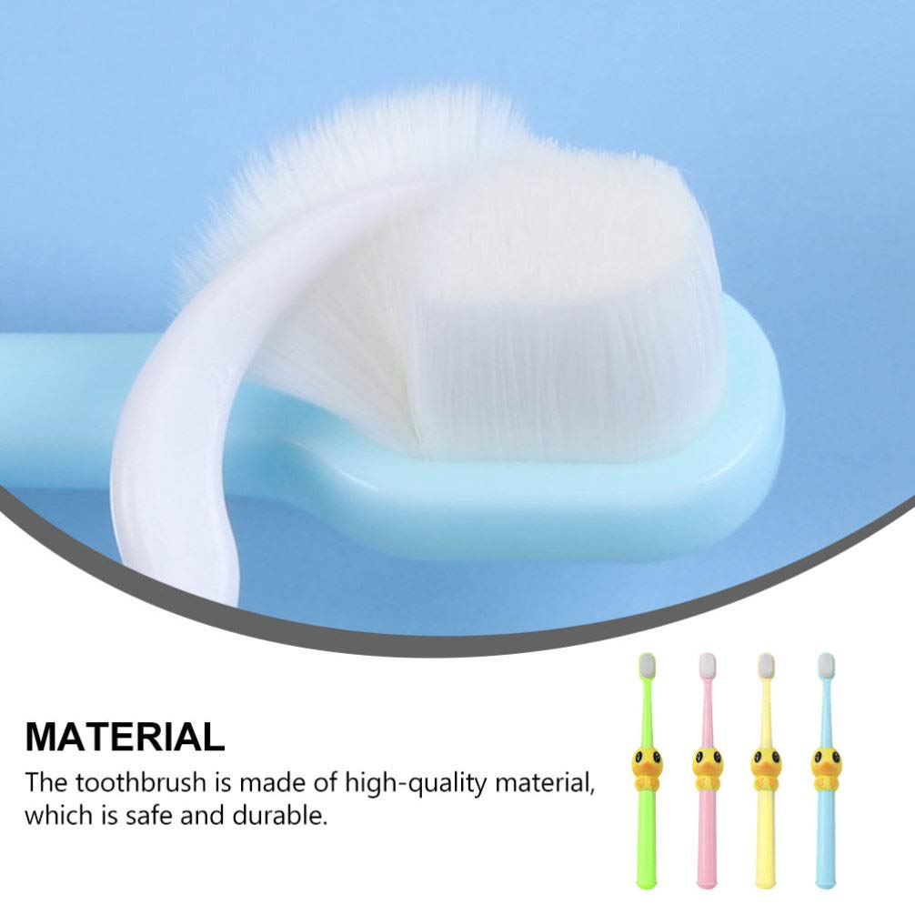 TOYANDONA 4-Pack Ultra Soft Toothbrushes with 10,000 Micro Nano Bristles - Gentle for Sensitive Gums, Cartoon Duck Design for Kids & Adults - Perfect for Travel, Home & Daily Oral Care