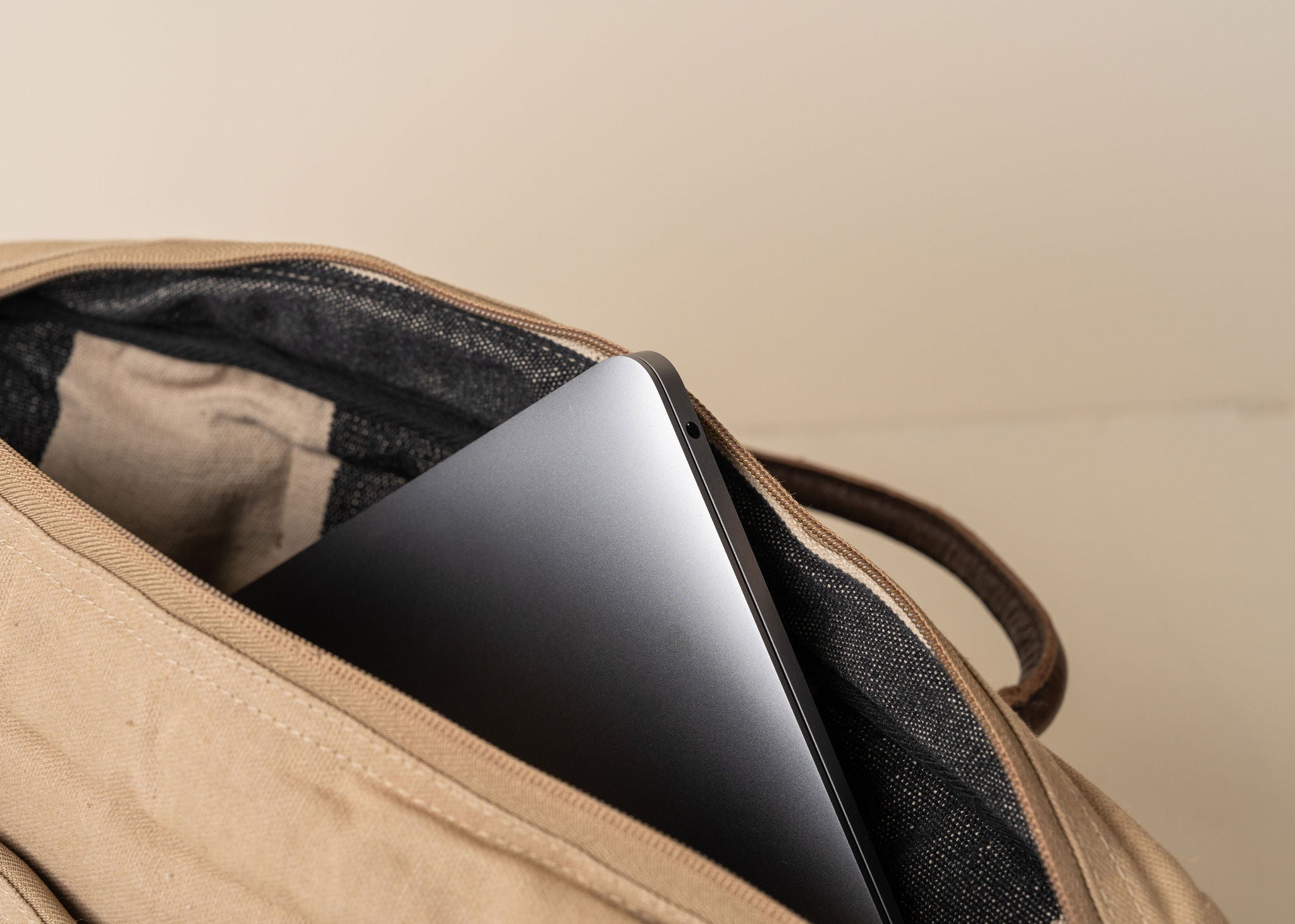 Premium Journey Canvas Laptop Bag - 15.6 Inch Water-Resistant Work Tote with Padded Compartment | Caramel Brown | Perfect for Business Travel, Commuting & College