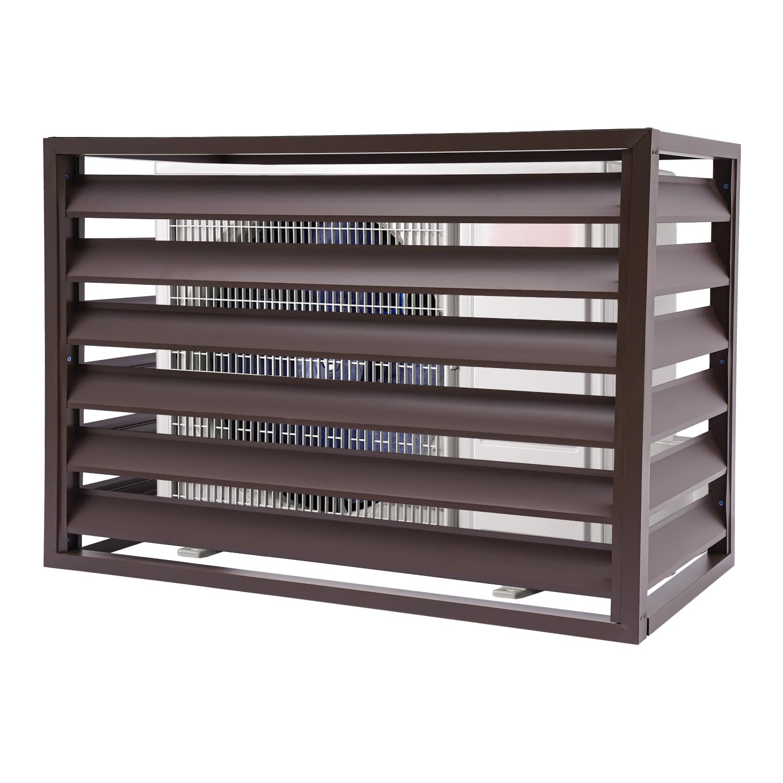 Durable Aluminum Alloy AC Fence Screen - 4-Panel Outdoor Privacy Cover for Air Conditioner Units - Weatherproof AC Protection (Coffee Brown) - Perfect for Backyard, Patio & Home Exterior Decoration