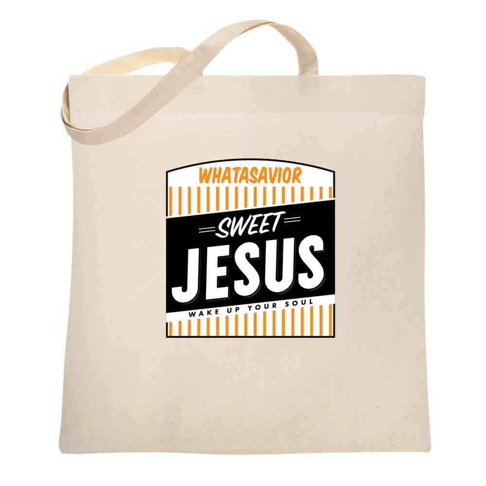 Funny Christian Tote Bag - Pop Threads 'Whatasavior Jesus' Southern Ketchup Faith Design - Perfect for Church, Bible Study & Grocery Shopping