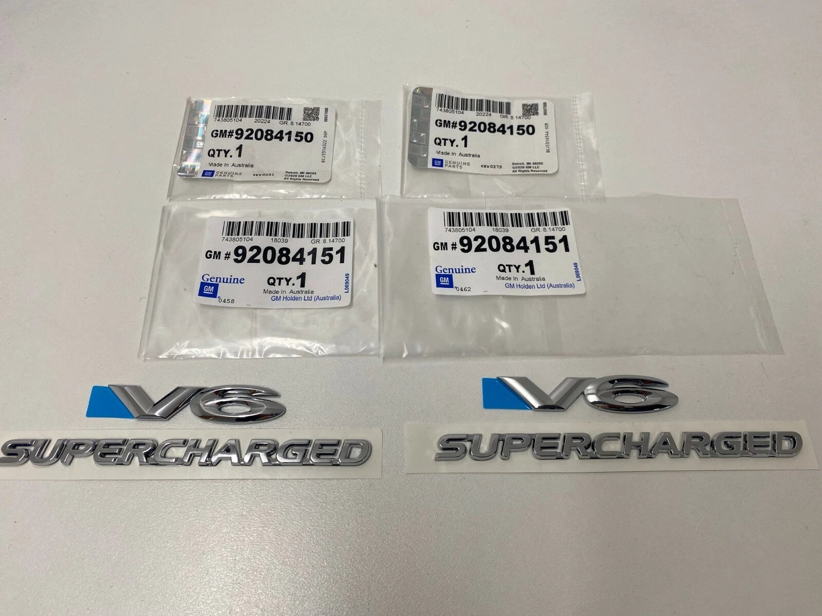 Genuine Holden VY Commodore V6 Supercharged Chrome Guard Badge Pair - Premium Car Emblem Upgrade for VY Commodore Models - Perfect for Car Enthusiasts & Customization Projects