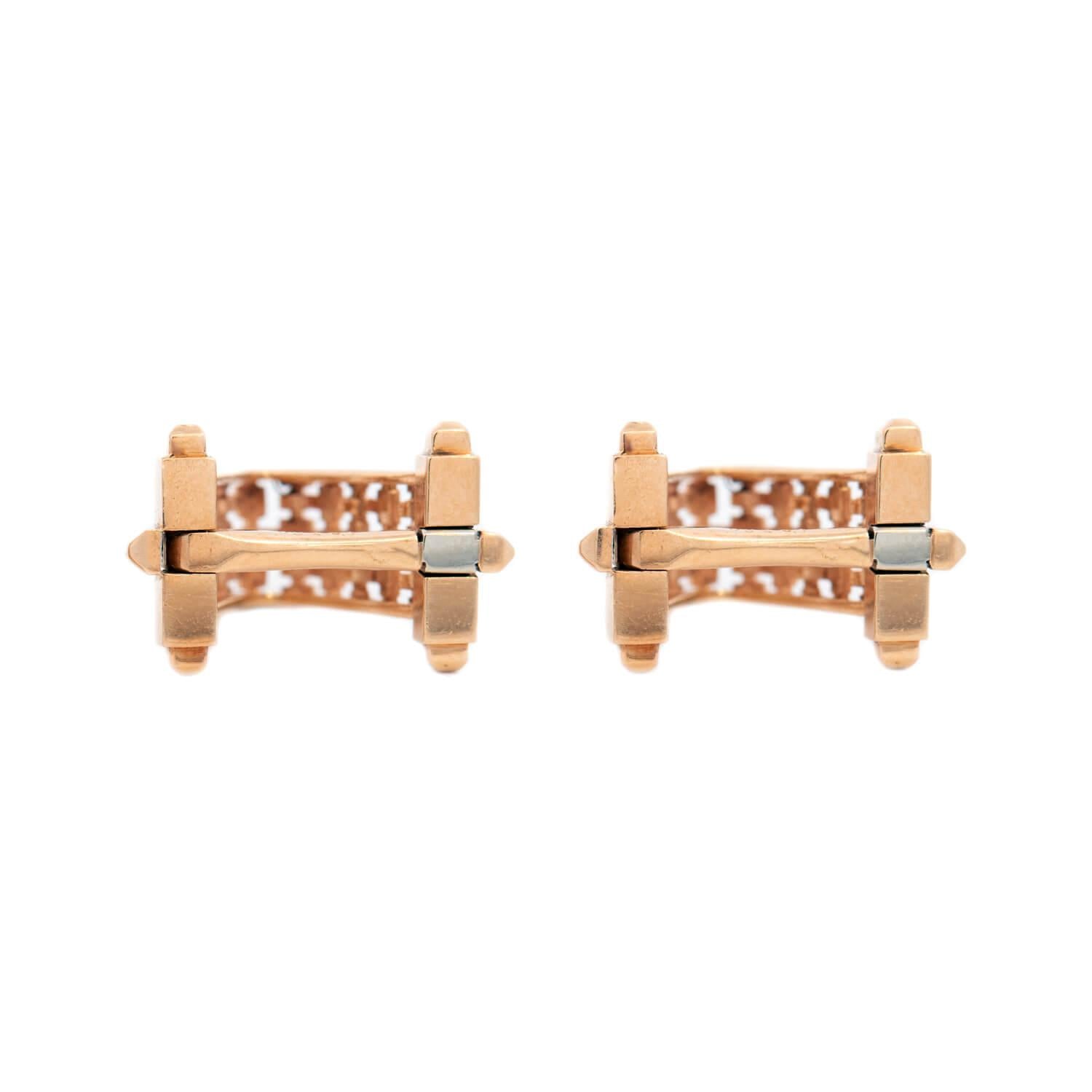 Vintage French 18k Gold Tire Track Cufflinks - Classic Luxury Men's Jewelry for Weddings, Business & Formal Occasions