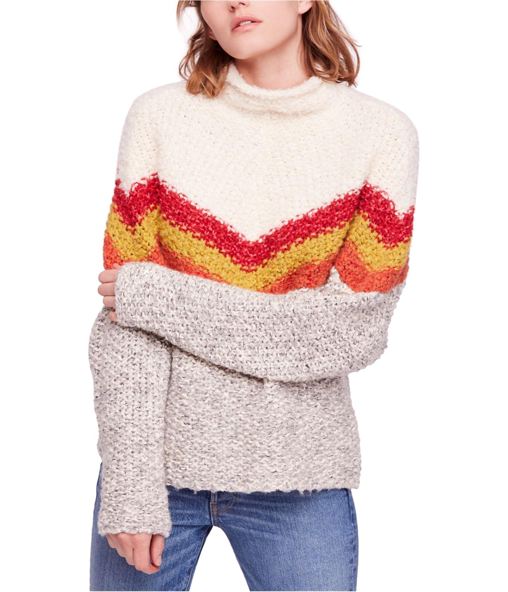 Free People Women's Turn Around Pullover Sweater - Ivory Combo Off White Striped Knit Top Medium | Casual Wear, Layering, Fall Winter Fashion, Boho Chic Outfits
