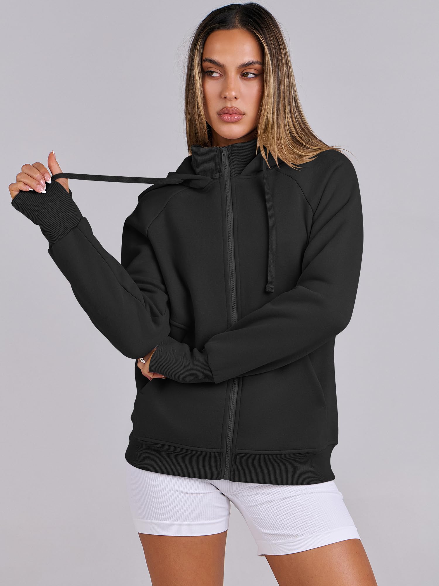 ANRABESS Women's Fleece Zip-Up Hoodie with Pockets - Long Sleeve Casual Sweatshirt for Fall Fashion | Y2K Preppy Outfits | Perfect for College, Streetwear & Cozy Loungewear