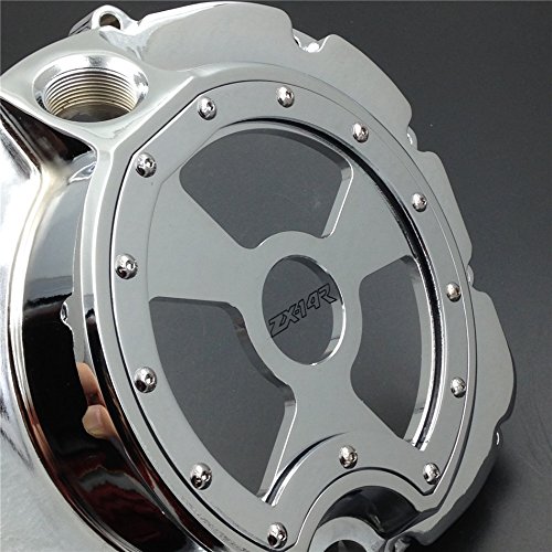 Kawasaki ZX14R ZZR1400 2006-2013 Motorcycle Engine Clutch Cover - Chrome Right Side See Through Design | Perfect for Custom Bike Builds & Showcase Engines
