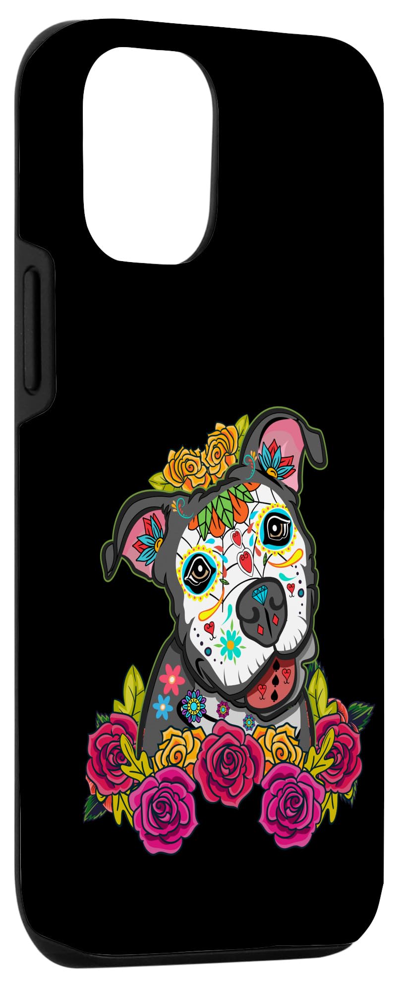 iPhone 12/12 Pro Cute Skull Dog Case - Dia De Los Muertos & Halloween Protective Cover | Perfect for Day of the Dead Celebrations, Halloween Parties & Everyday Use
