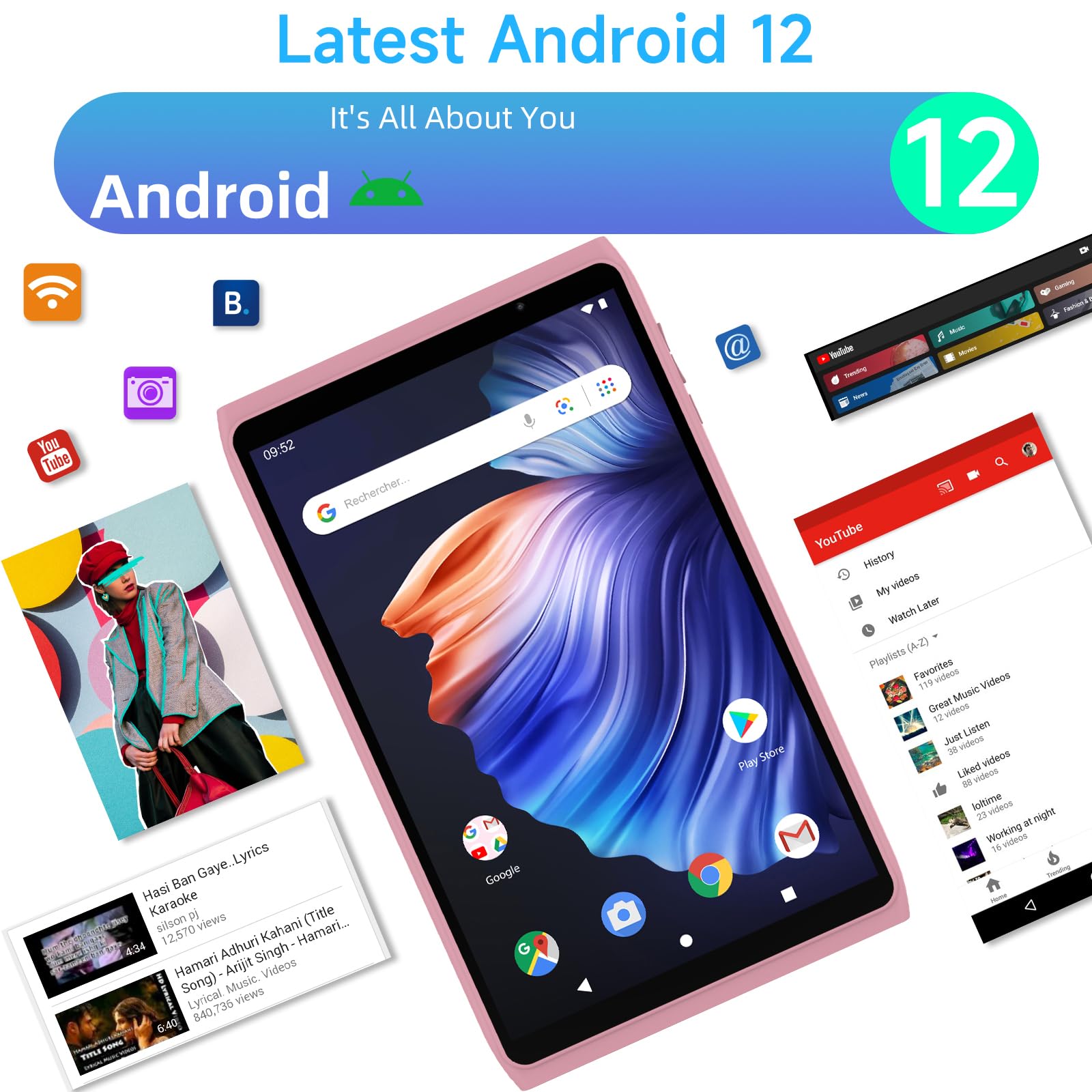 ZZB CP81 10.1 Inch Android Tablet (Pink) - Fast Quad-Core Processor, 64GB Storage, HD IPS Display - Perfect for Online Learning, Entertainment & Work