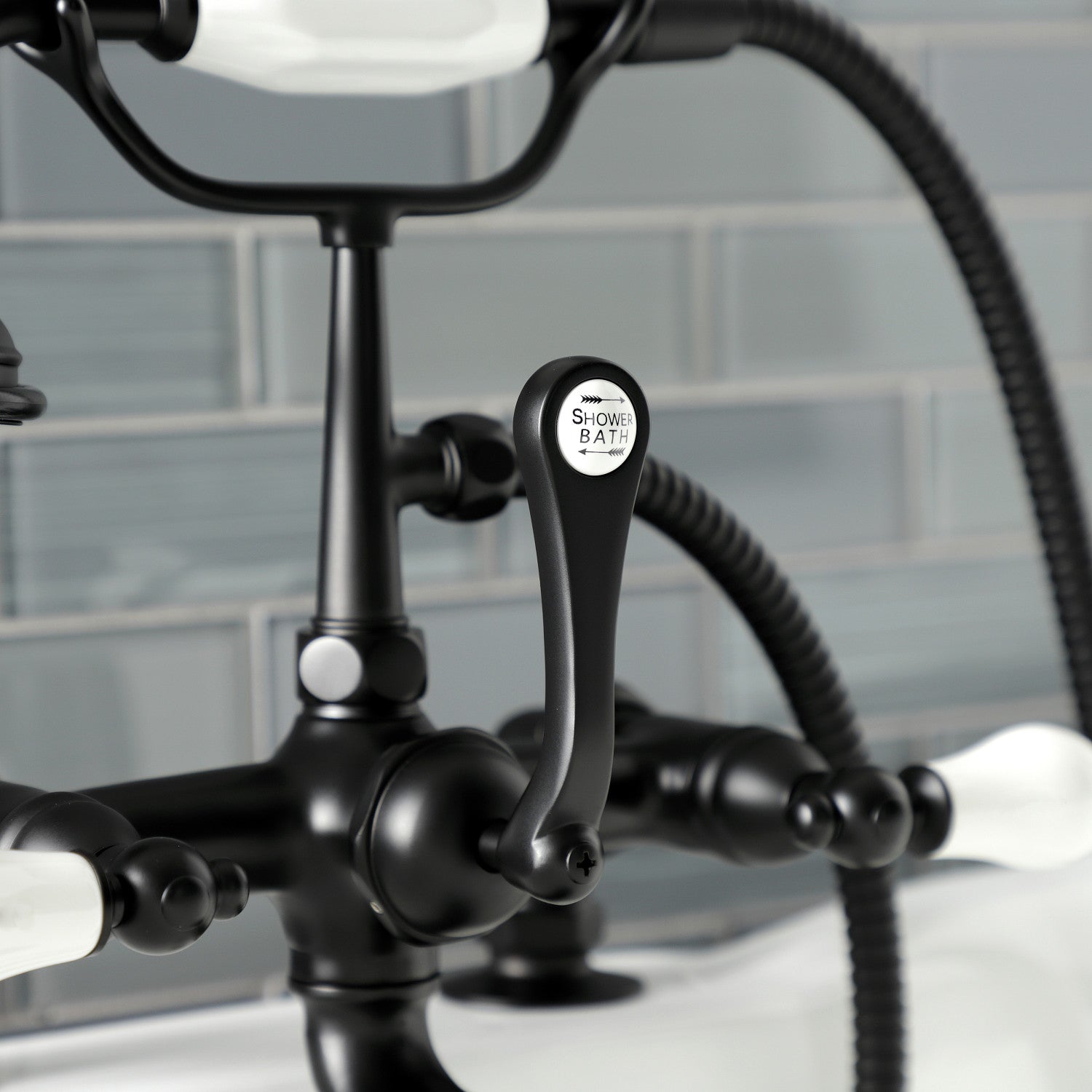 Vintage Matte Black Clawfoot Tub Faucet with Hand Shower - 3 Handle 2 Hole Deck Mount Bathroom Fixture for Classic & Modern Bathrooms | Perfect for Bathroom Renovation & Spa-Like Experience