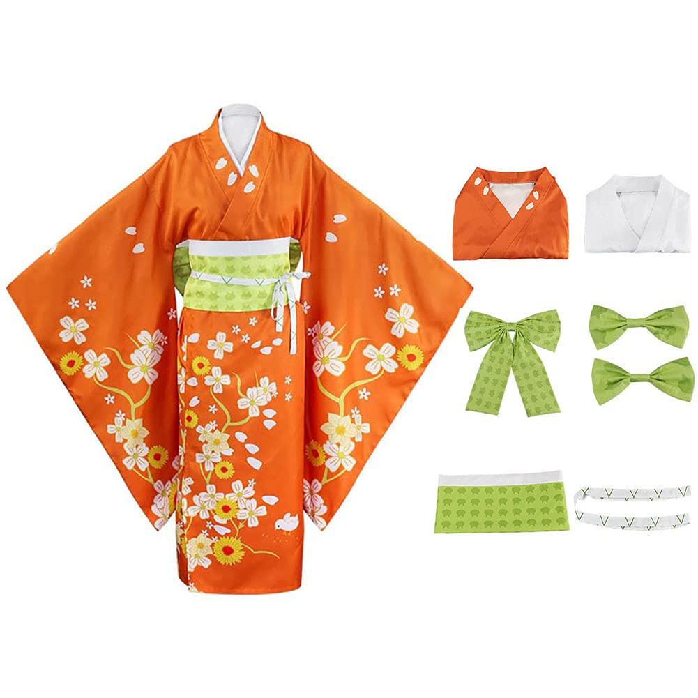Hiyoko Saionji Cosplay Costume Full Set - Anime Long Robe Dress with Hair Clips & Bows for Halloween Party, Anime Convention, Cosplay Events & Themed Gatherings