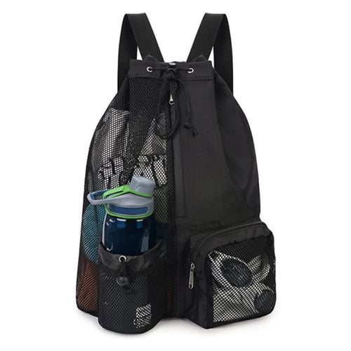Waterproof Mesh Swim Bag with Wet Pocket - Drawstring Backpack for Swimming, Beach & Gym - Lightweight Sports Bag for Swimsuits, Towels & Gear (Ideal for Pool, Vacation & Water Activities)