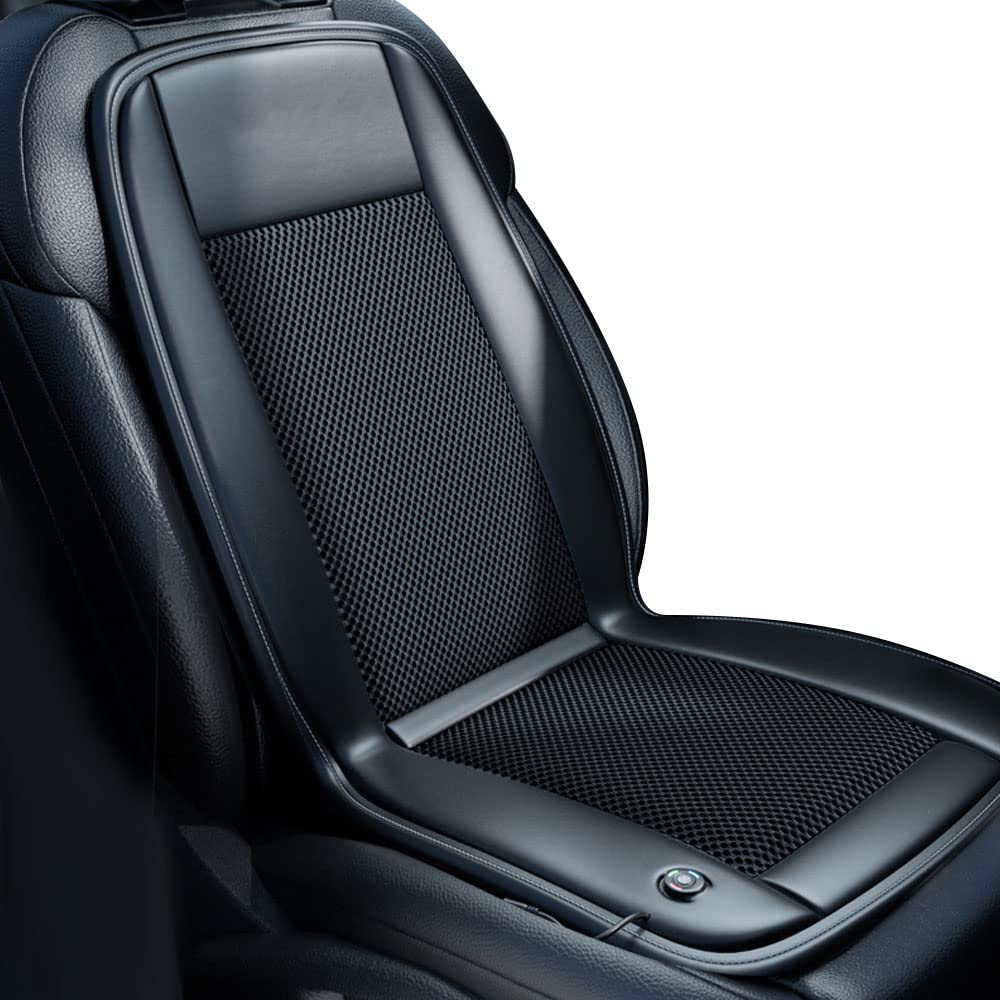 12V Cooling Car Seat Cushion with 10 Fans & 3 Temperature Settings - Fast 15-Second Cooling for Summer Driving - Breathable Ventilated Seat Cover with AC System - Perfect for Trucks, Road Trips & Hot Weather Commutes (Black, 24V Truck Version)