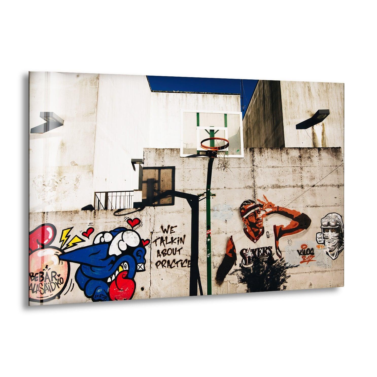 Banksy Graffiti Art Glass Wall Decor - Modern Urban Home & Office Artwork for Living Room, Bedroom or Office Space