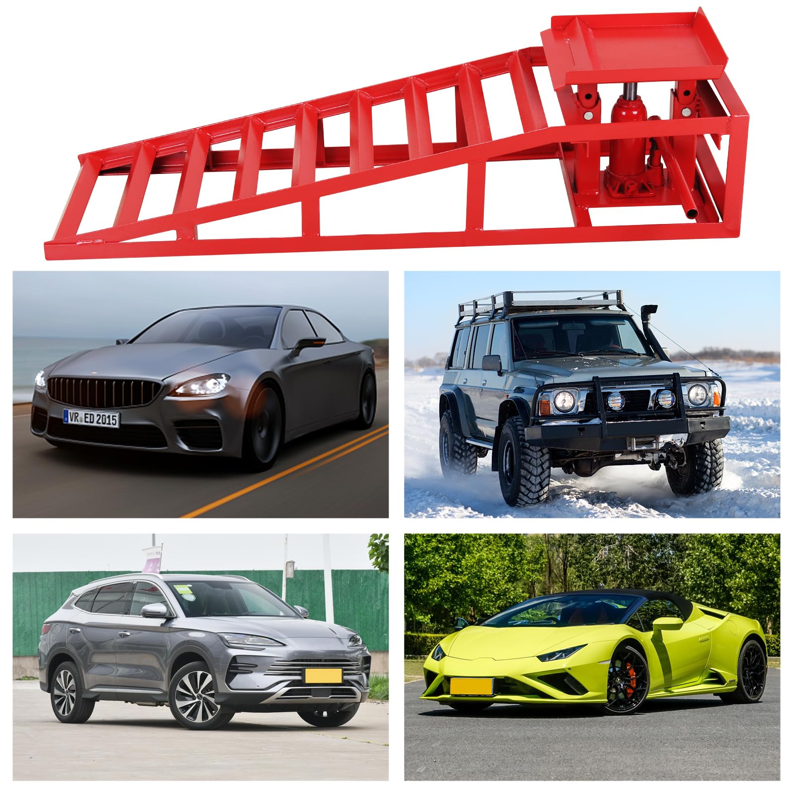 5T 10000lbs Hydraulic Car Ramps for Auto, Truck & Trailer - Heavy Duty Vehicle Service Ramps for Garage Repair & Maintenance | Perfect for DIY Car Lifts, Oil Changes & Underbody Work