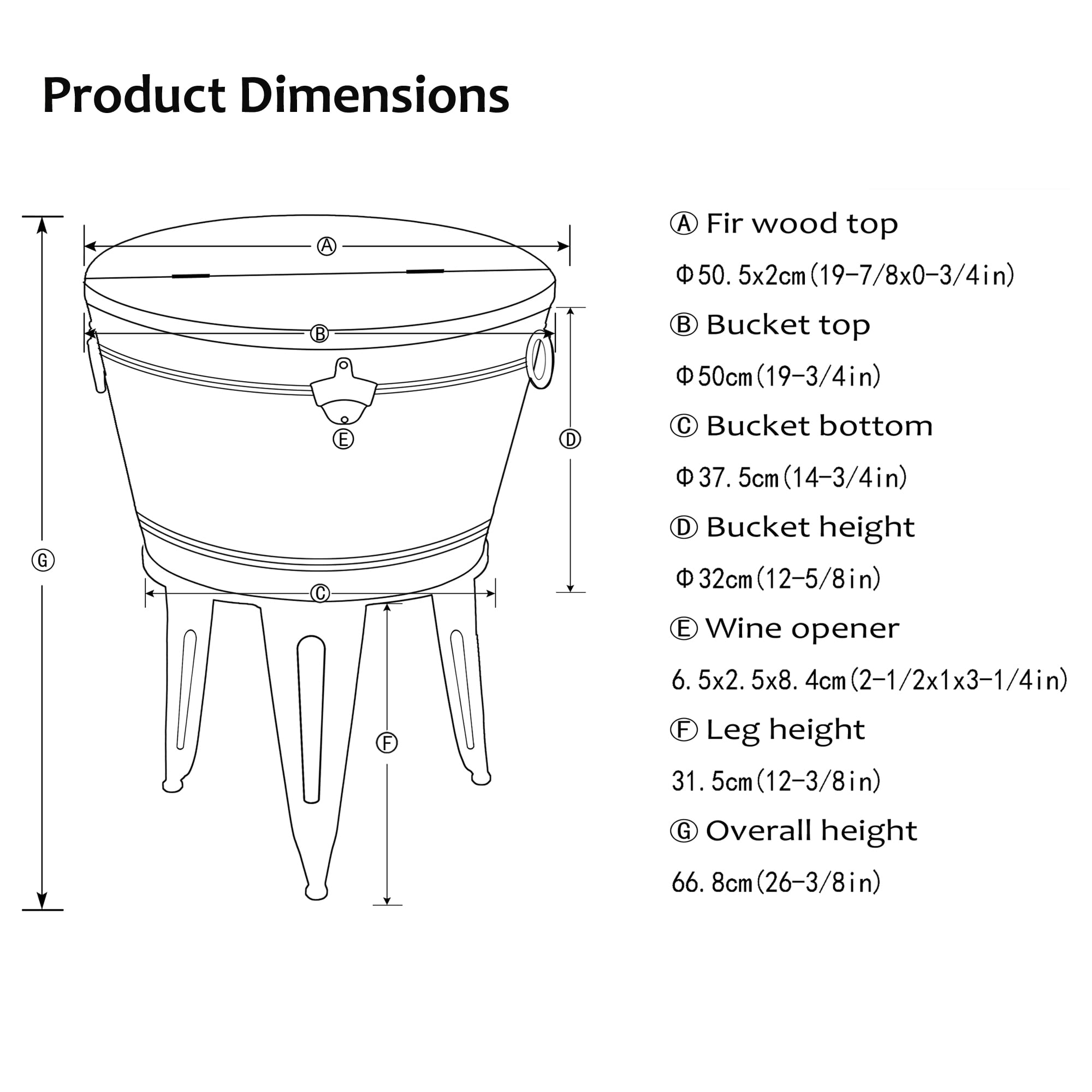 Glitzhome 8 Gallon Galvanized Metal Ice Bucket with Stand - Rustic Firwood Lid & Ring Handles for Wine, Beer, Champagne - Perfect for Cocktail Parties, Mimosa Bars, Wedding Receptions & Outdoor Entertaining
