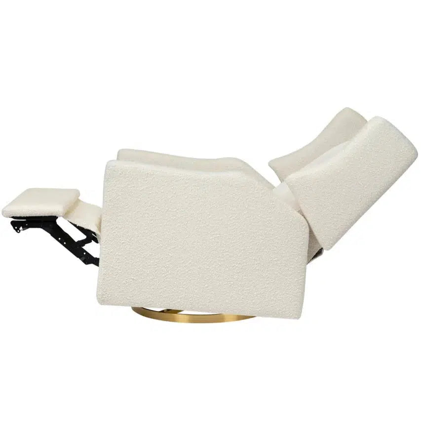 Babyletto Kiwi Electronic Glider & Recliner Chair - Luxe Ivory Boucle Fabric with Gold Base | Nursery Gliding Chair for Breastfeeding & Baby Comfort