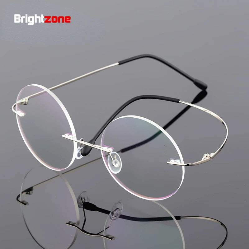 Brightzone Women's Rimless Round Titanium Alloy Eyeglasses 71220 - Lightweight & Durable Glasses for Work, Reading & Fashion