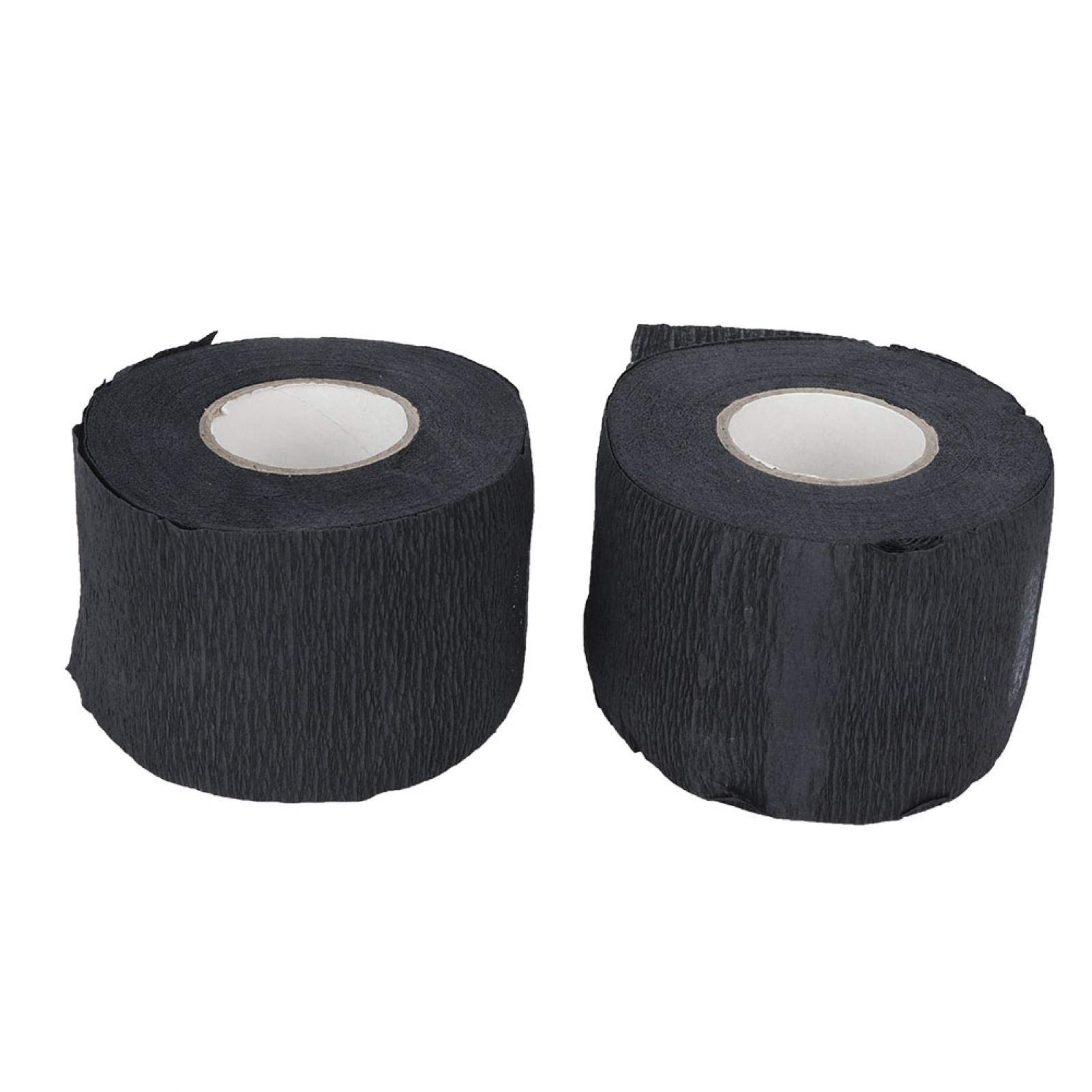2 Rolls Professional Barber Neck Strips - Disposable Black Stretchy Hair Cutting Paper for Salon Styling & Hair Dyeing | Ideal for Barbershops, Hair Salons & Home Haircuts