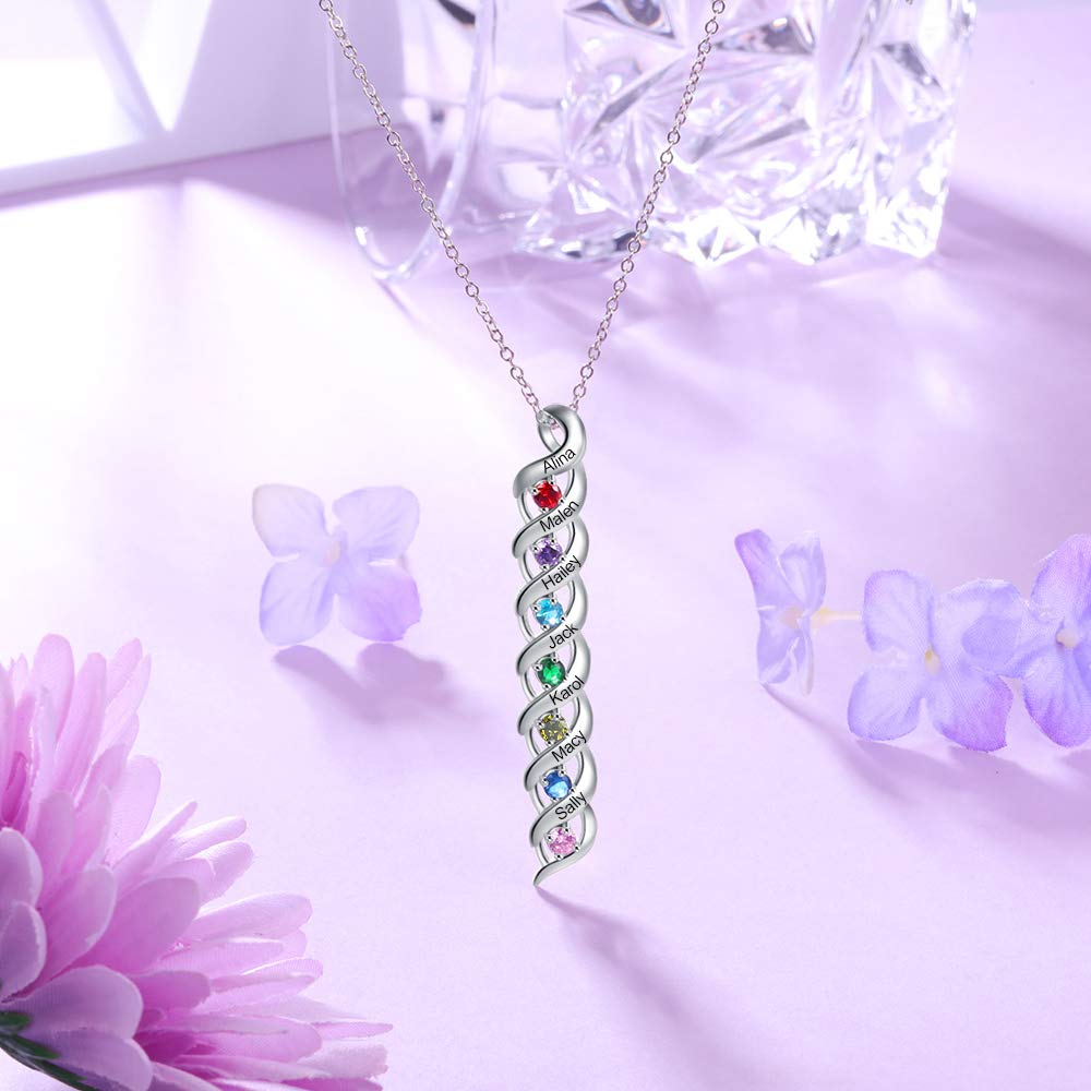 Personalized Mother & Grandma Necklace with 1-10 Name & Simulated Birthstones - Custom Jewelry Gift for Wife, Sister, Daughter - Birthday, Anniversary, Mother's Day Present - Perfect for Family Occasions & Special Moments