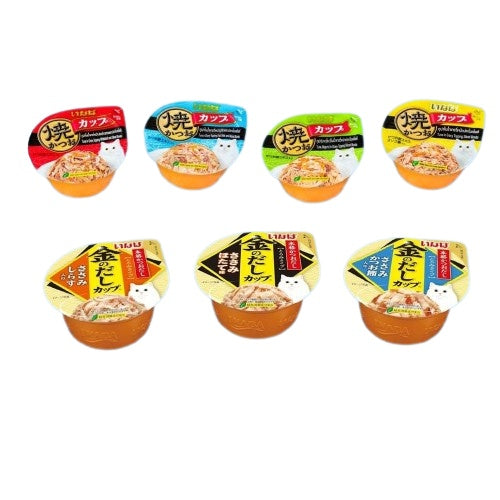 INABA CIAO Golden Cup Flavored Wet Cat Food - Grain-Free Tuna & Chicken Recipe - 65g/80g Cans for Adult Cats - Perfect for Mealtime, Travel & Treats