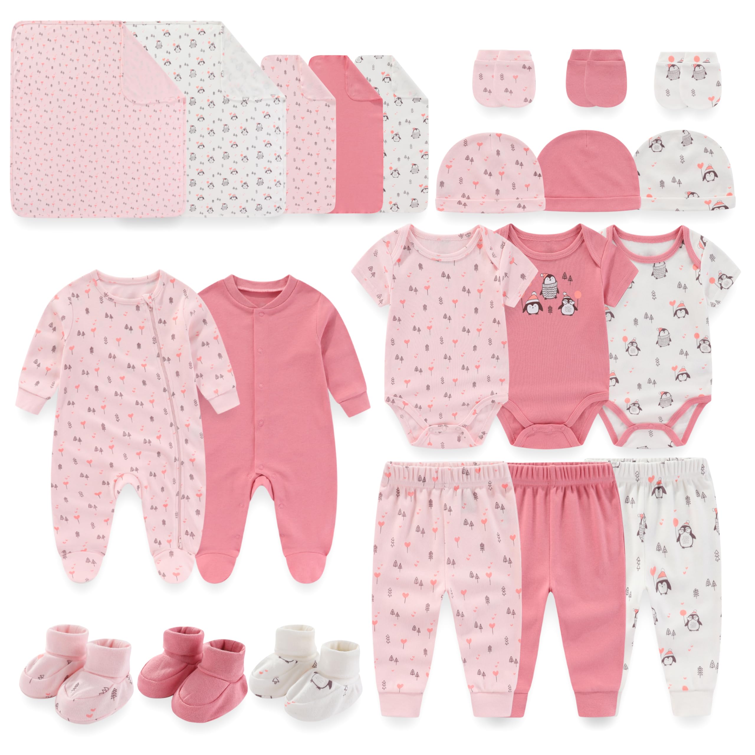 22-Pack Unisex Baby Layette Sets | Newborn Boy & Girl Clothes | Infant Essentials for Hospital, Home & Gifting