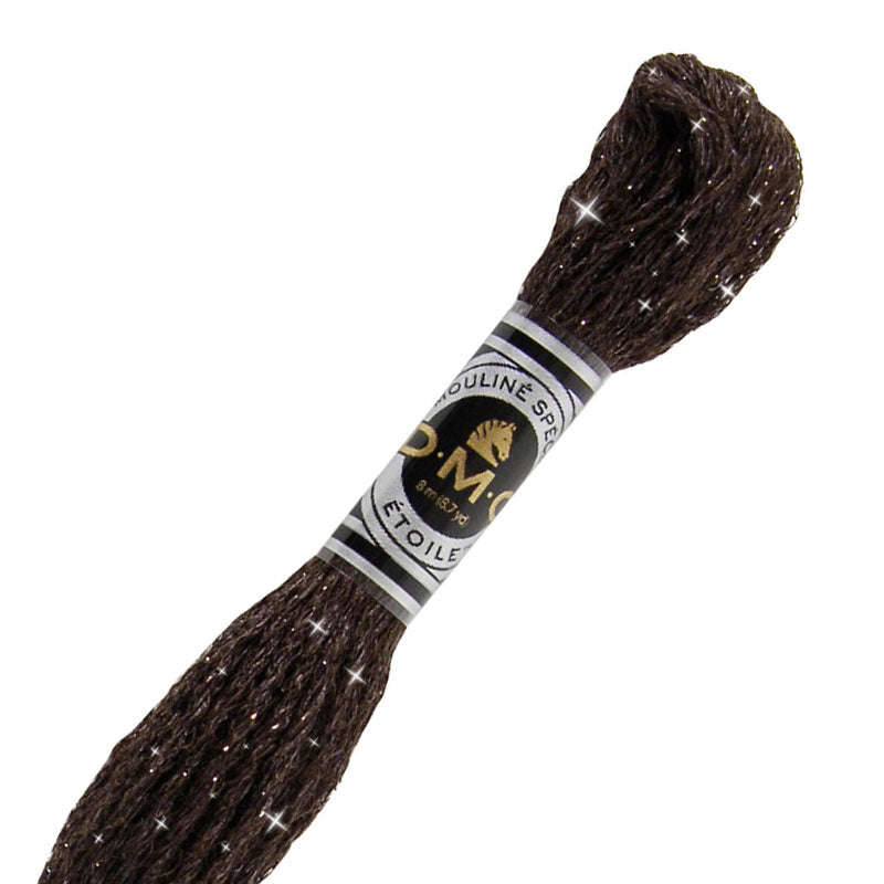 DMC C3371 Mouliné Étoile Shimmer Embroidery Floss - Black Brown for Cross Stitch, Needlework & DIY Craft Projects