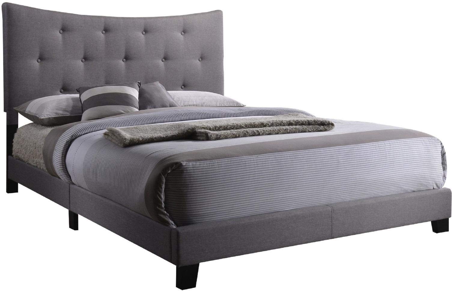 Upholstered Queen Size Platform Bed Frame with Wooden Frame & Gray Fabric Headboard - Low Profile Footboard, Sturdy Slat Support - No Box Spring Needed - Perfect for Modern Bedrooms & Guest Rooms (Gray)