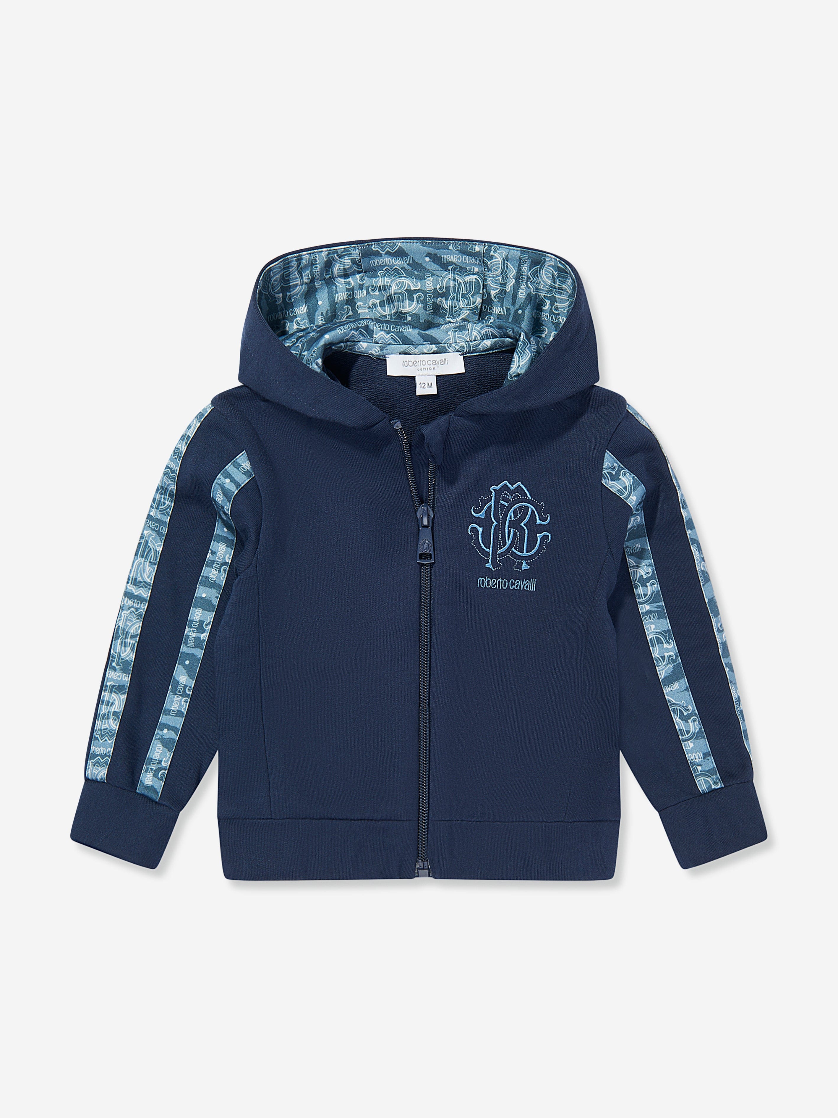 **Baby Boys Navy Logo Zip-Up Hoodie - Soft & Comfortable Pullover for Toddlers - Perfect for Playdates, School & Outdoor Activities**