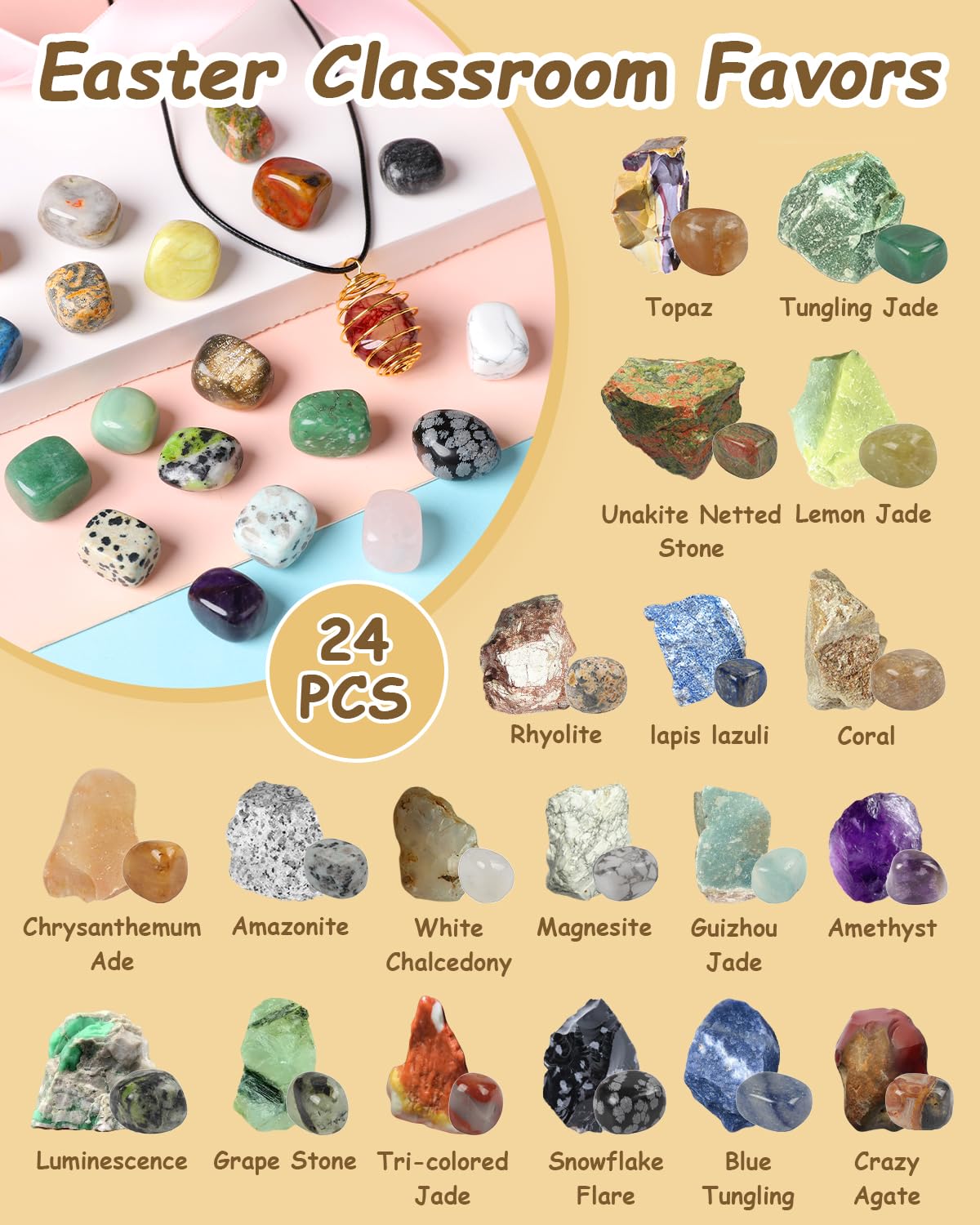 24 Pack Gem Filled Easter Eggs - Colorful Prefilled Party Favors with Gemstones for Kids, Birthday Prizes, Easter Basket Stuffers & Classroom Exchange Gifts (Boys & Girls) - Perfect for Easter Hunts, Birthday Parties & School Events