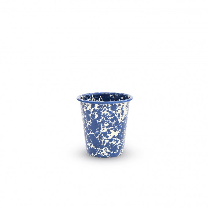 Premium 10 oz Enamelware Tumblers Set of 4 - Navy on Cream Vintage Design for Camping, Picnics & Outdoor Dining - Durable & Stylish Drinkware for Coffee, Tea & Cocktails