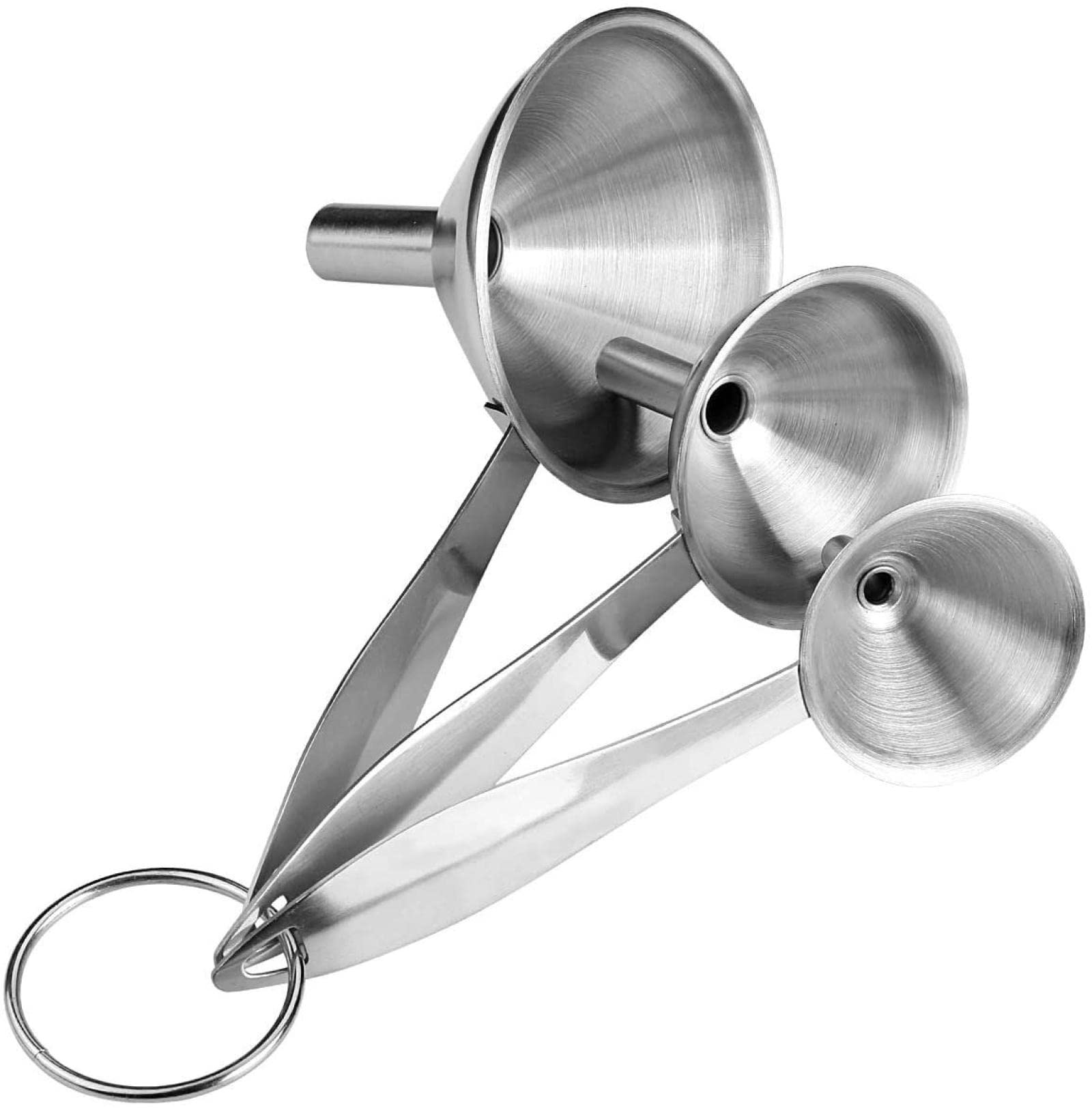 AOOFYP 3-in-1 Stainless Steel Kitchen Funnel Set - Mini Funnel for Essential Oils, Spices, Liquids & Dry Ingredients - Perfect for Bottles, Jars & Food Prep - Ideal for Home Kitchen, Bar, DIY Crafts & Camping Use