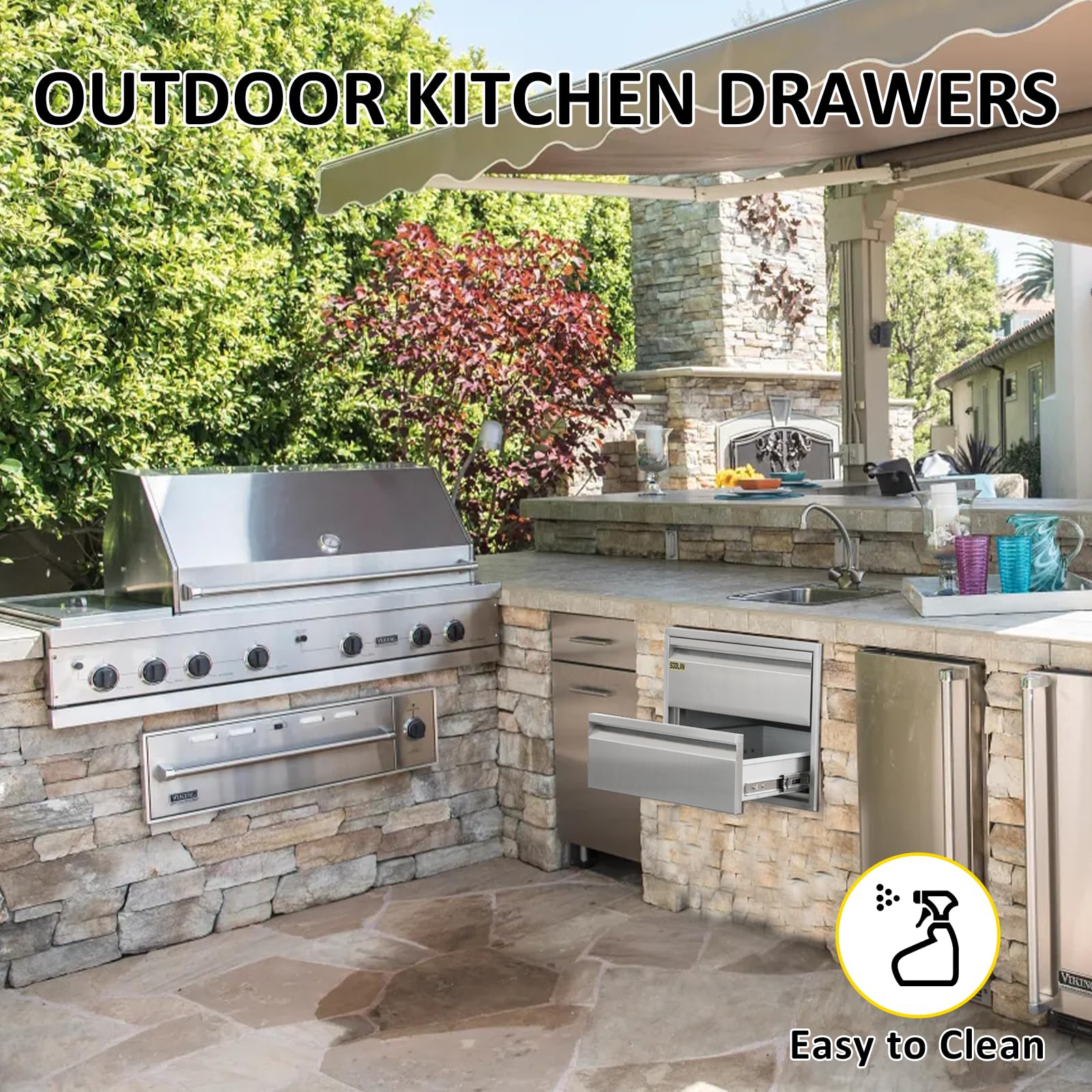 Stainless Steel Triple BBQ Drawers 18