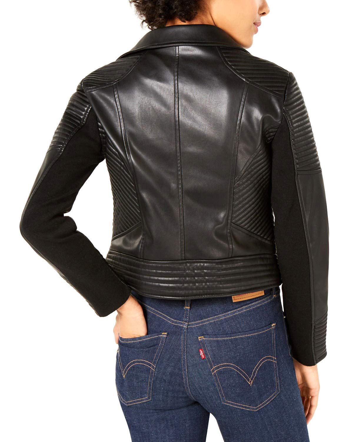 Bar III Women's Quilted Moto Jacket in Cocoa Rose - XS Size | Stylish Faux Leather Biker Jacket for Casual Outings & Night Out