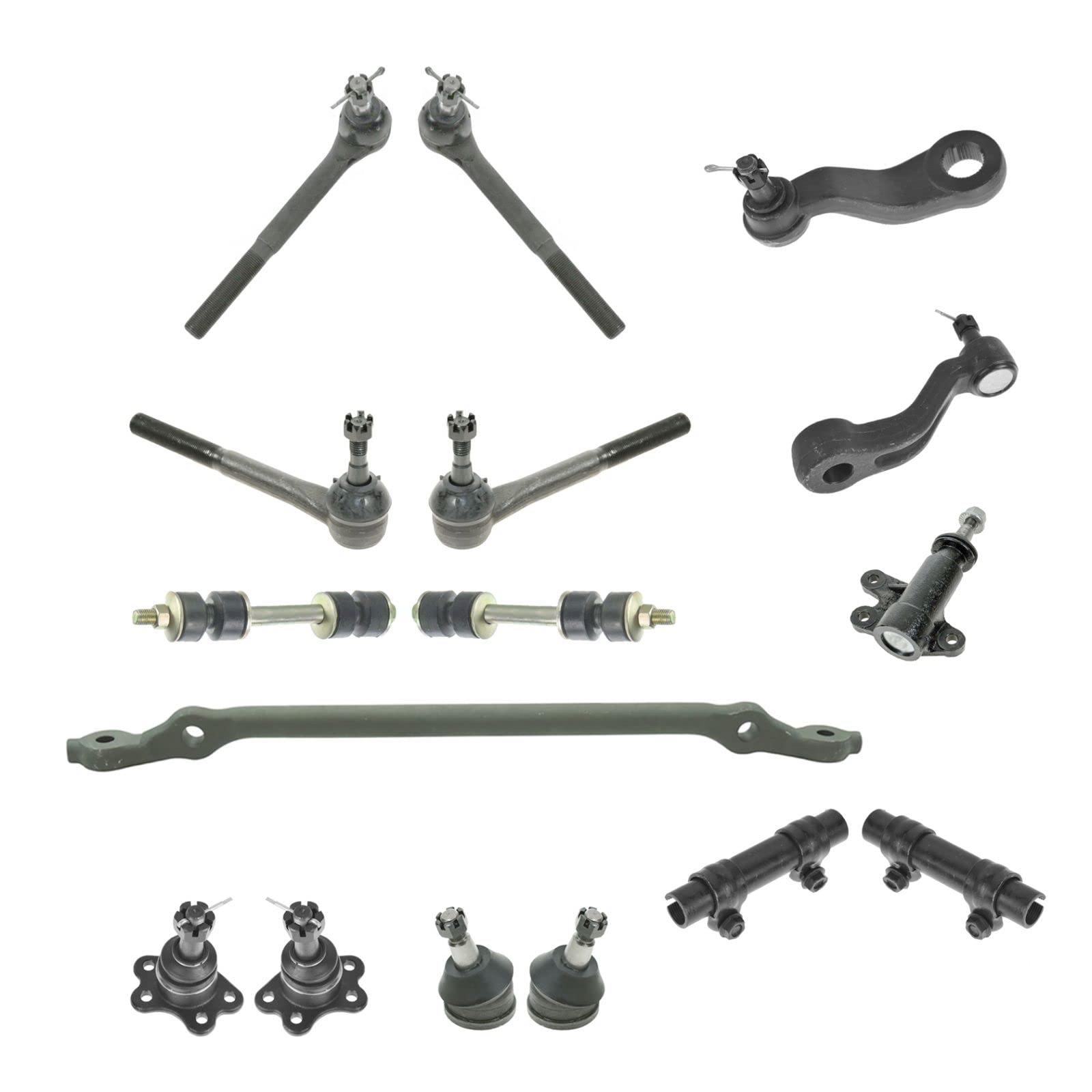 Chevrolet GMC Front Steering & Suspension Kit - Ball Joint, Center Link, Idler Arm, Pitman Arm, Sway Bar Stabilizer Link, Tie Rod Assembly - Replacement Parts for Smooth Ride & Handling - Perfect for Off-Roading & Daily Commuting