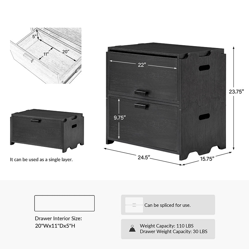 Modular Stackable Storage Drawers Nightstand with Flexible Organization - Hagen Space-Saving Bedside Organizer for Bedroom, Office & Dorm Room