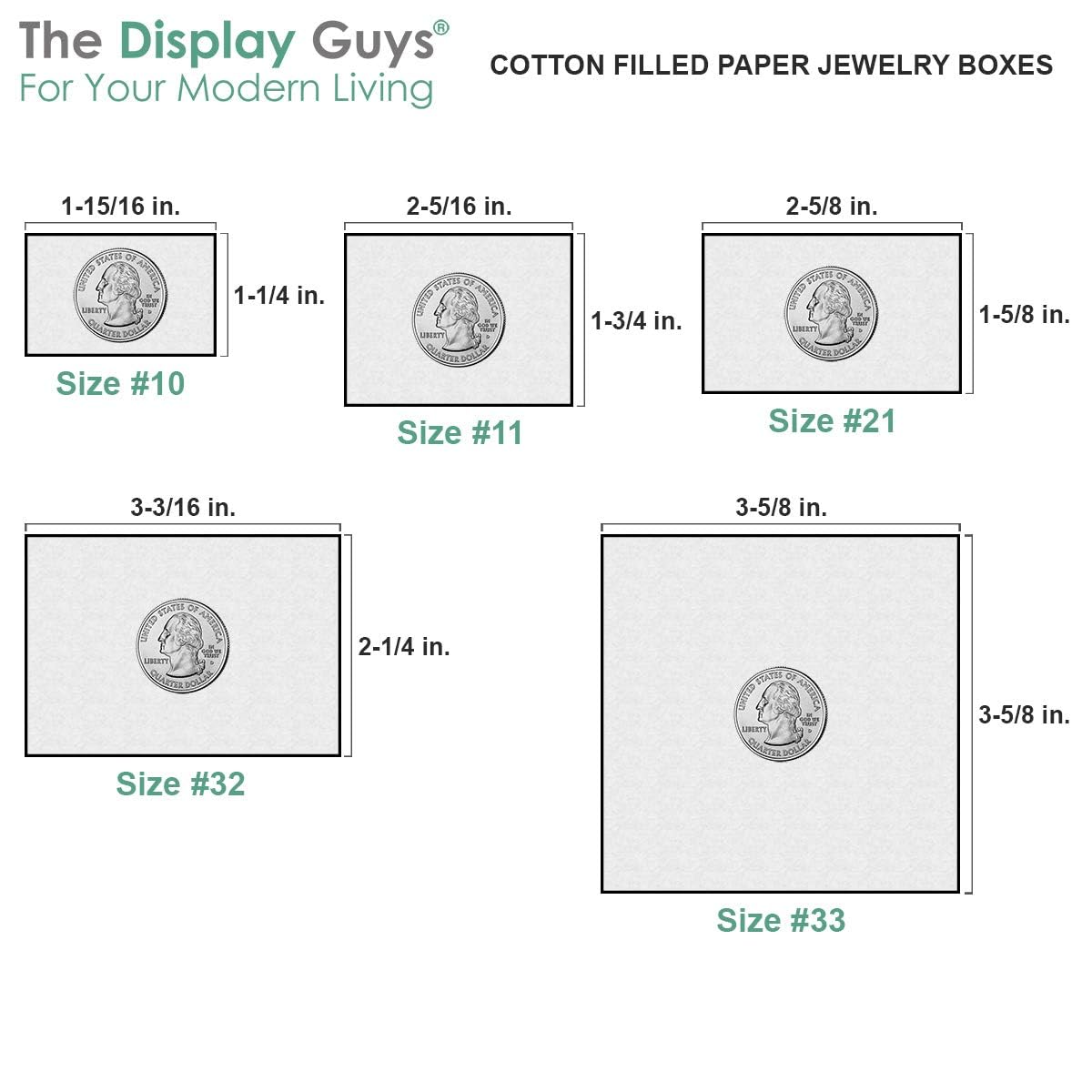 TheDisplayGuys - 100-Pack #99 Cotton Filled Cardboard Jewelry Gift Boxes with Silver Foil (5 Sizes Assortment) - Perfect for Jewelry Storage, Wedding Favors, Ring Boxes & Retail Packaging