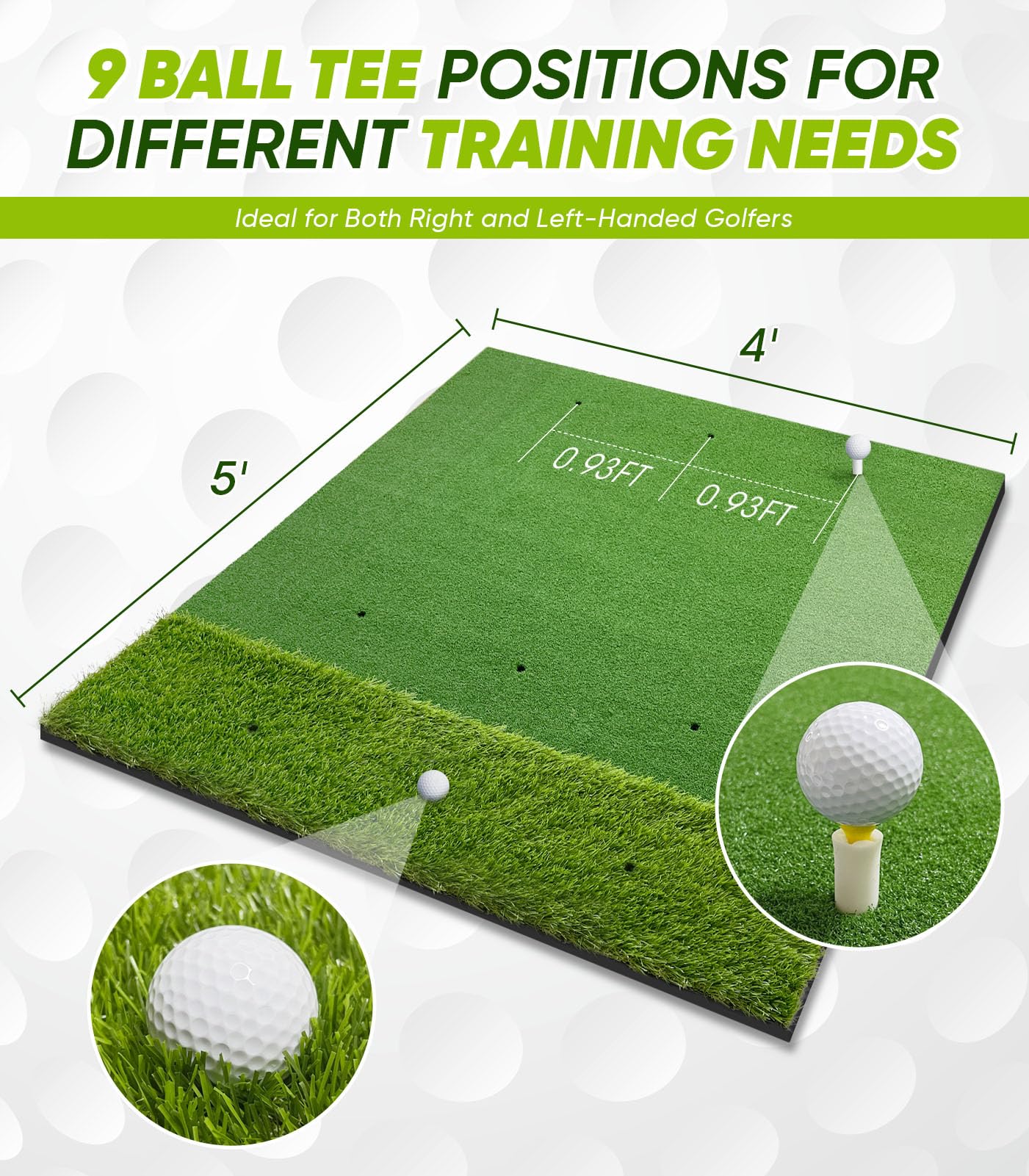 Premium Dual-Turf Golf Practice Mat Set - 5x4ft Professional Thickened Golf Hitting Mat for Indoor & Outdoor Training, Non-Slip Base Artificial Turf for Swing, Chipping & Driving - Perfect Gift for Men & Boys | Home, Backyard & Driving Range Use