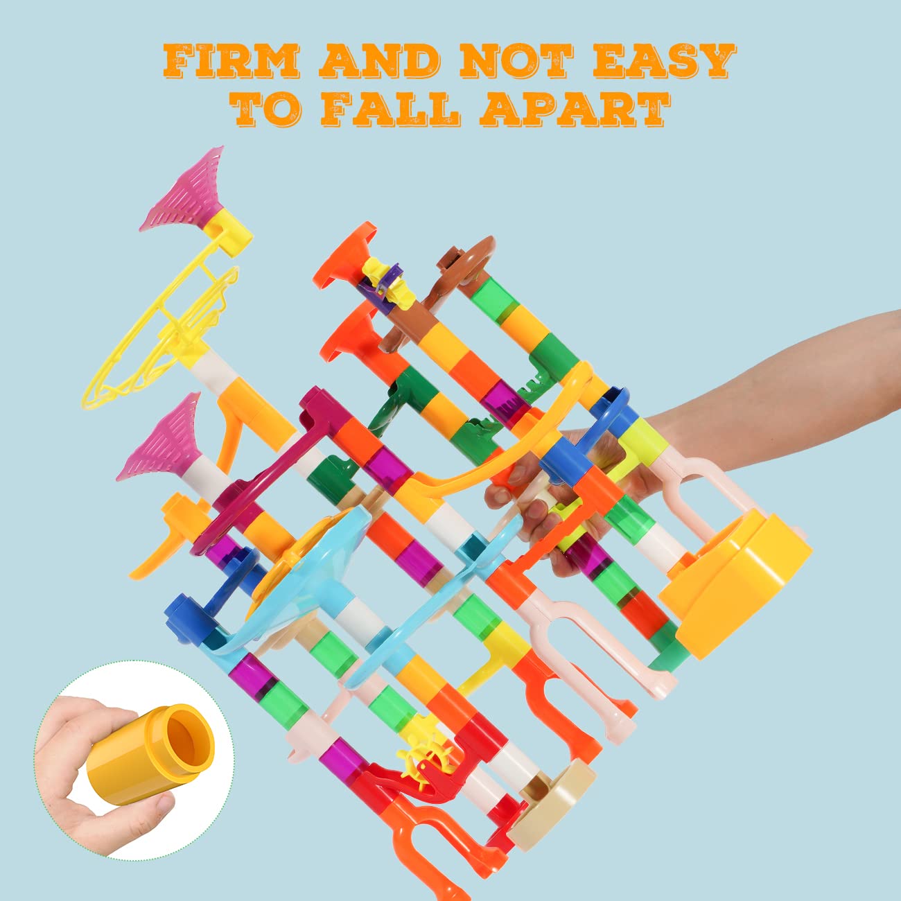 166Pcs Marble Run Building Blocks STEM Toy for Kids - Glow in The Dark Marble Maze Track Race Set with 30 Glass Marbles | Educational Learning Toys for Boys & Girls Ages 3-12 | Birthday Gift Idea for Indoor Play & STEM Activities