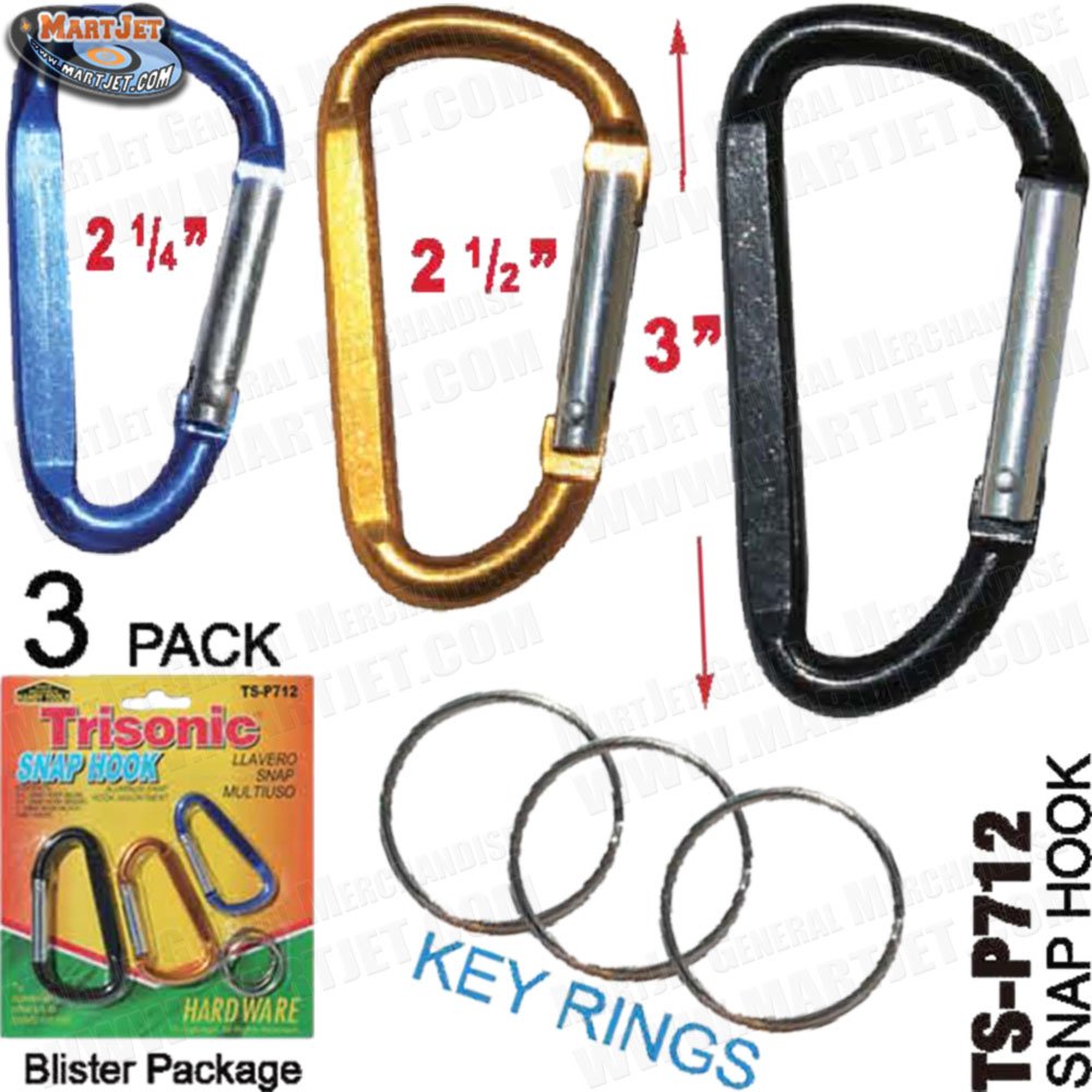 Durable 3-Pack Carabiner Snap Hooks for Outdoor Gear, Keys & Backpacks - Heavy Duty Climbing Carabiners for Hiking, Camping & Everyday Use