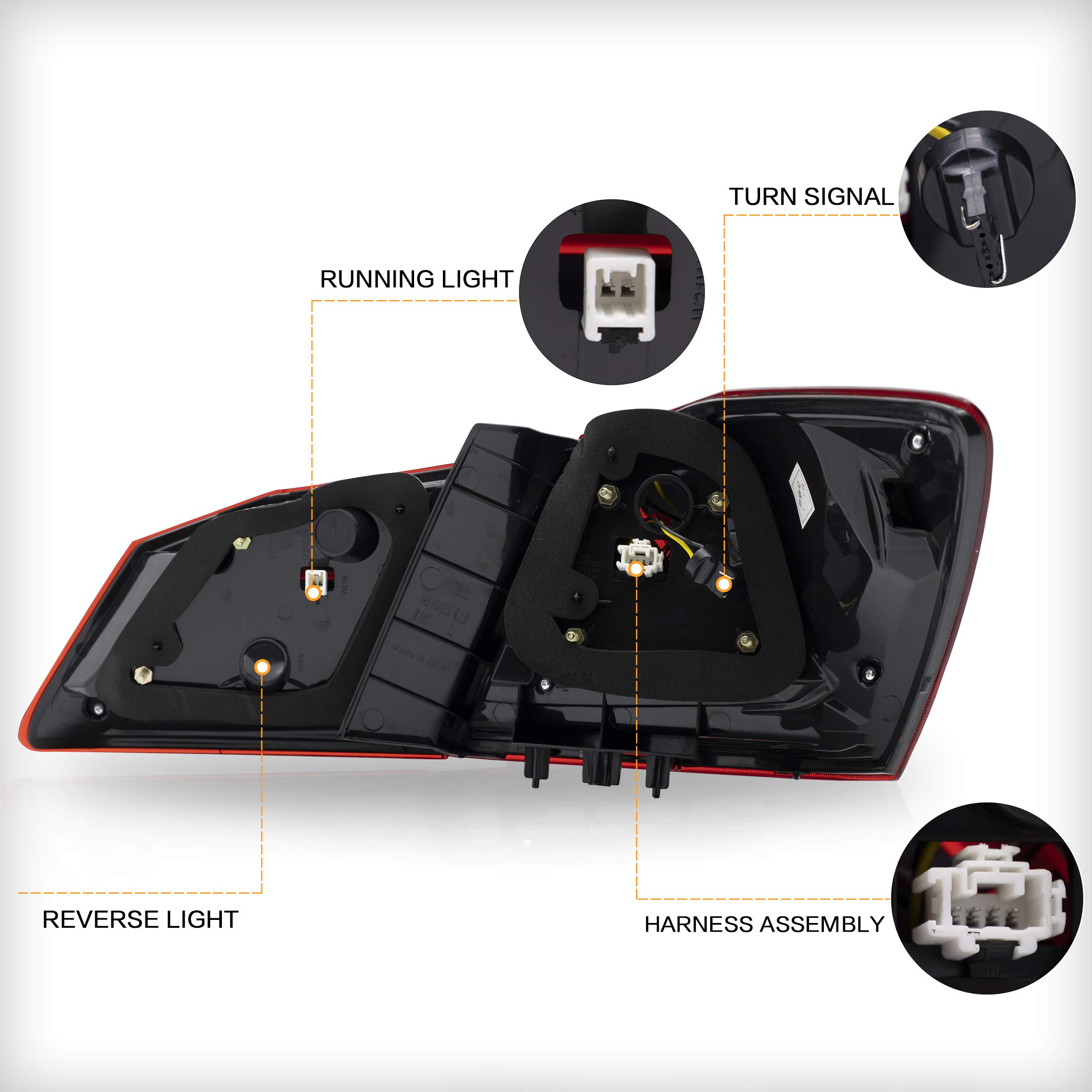 VLAND LED Tail Lights Assembly Compatible with 2013-2015 Honda Accord (Excludes LX, Sport Sedan & Touring Models) - Upgrade Your Car's Rear Lighting for Enhanced Safety & Style