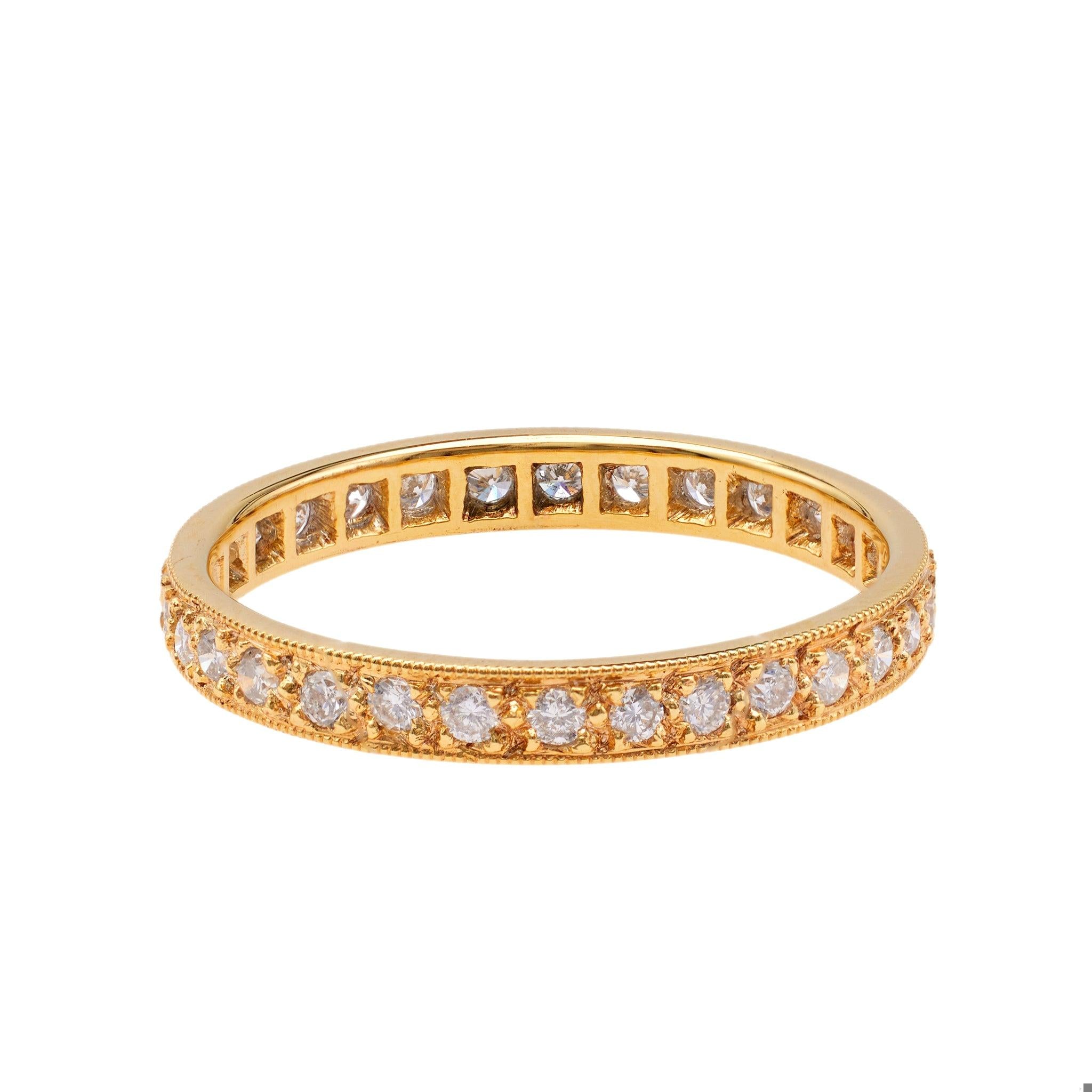 18K Yellow Gold Diamond Eternity Wedding Band for Women - Perfect for Anniversaries, Engagements & Special Occasions