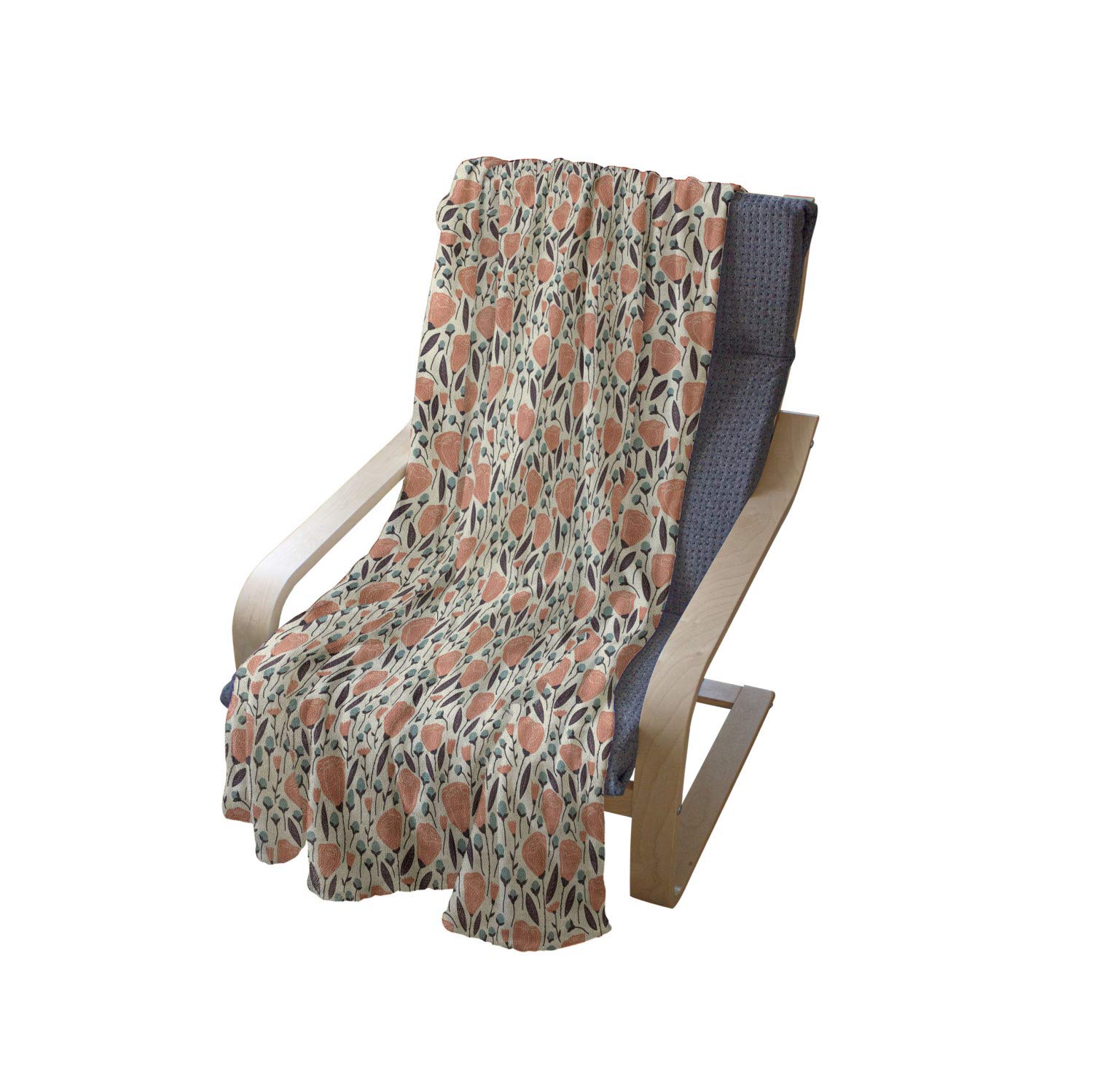 Ambesonne Floral Throw Blanket - Soft Fleece Blanket with Garden Leaves & Blossoms Pattern, 60
