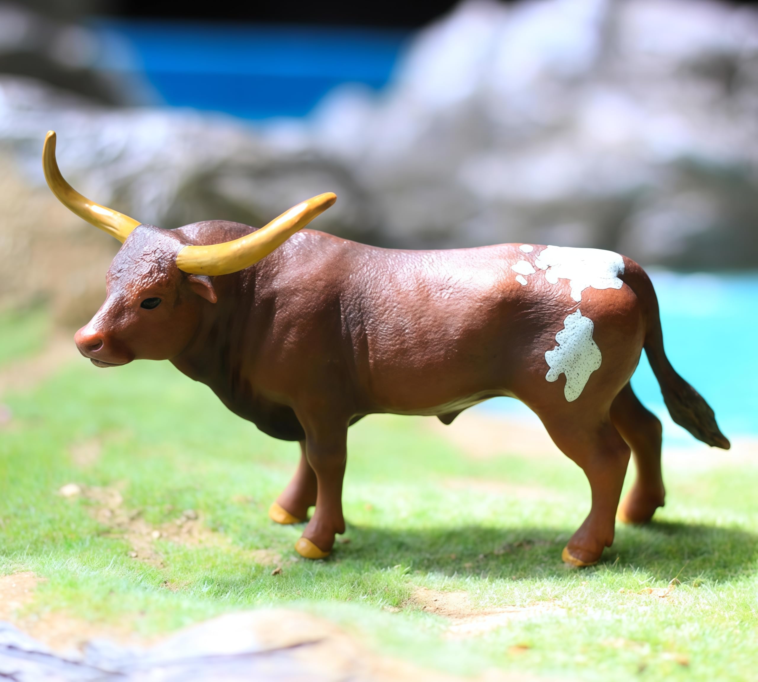 Gemini & Genius Realistic Farm Animal Toys - 6 Inch Hand-Painted Longhorn Cow Action Figure, Durable Farm Toys for Kids, Perfect Gift for Boys & Girls | Great for Playtime, Educational Learning & Farm-Themed Collections