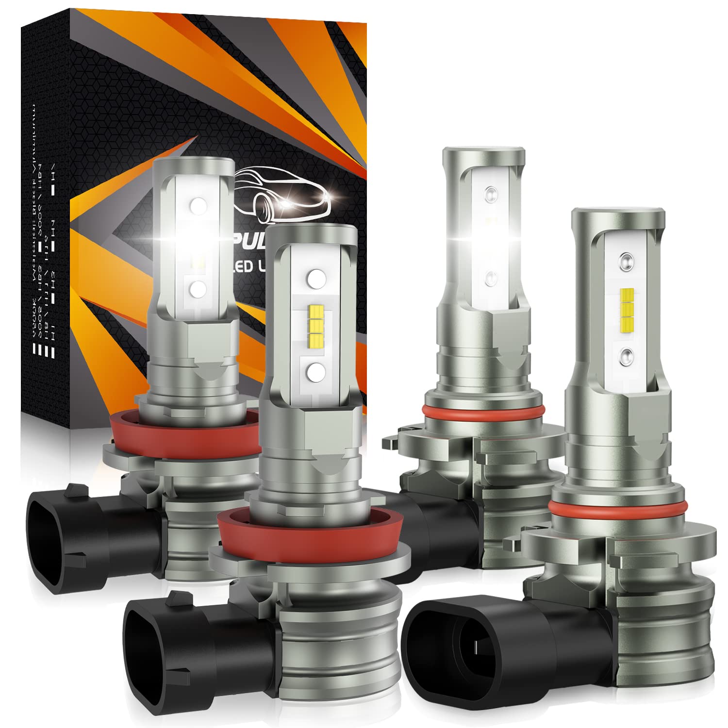 9005 H11 LED Headlight Bulbs Combo - HB3 High Beam & H11 Low Beam Conversion Kit - Super Bright 6500K Cool White - 300% Brighter IP67 Waterproof - Plug and Play - Pack of 4 - Perfect for Night Driving, Off-Roading & Foggy Conditions