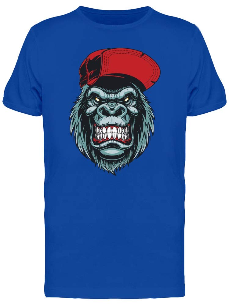 Happy Gorilla in A Red Cap Graphic T-Shirt for Men - Casual Streetwear & Funny Novelty Tee for Everyday Wear, Parties, and Gifts