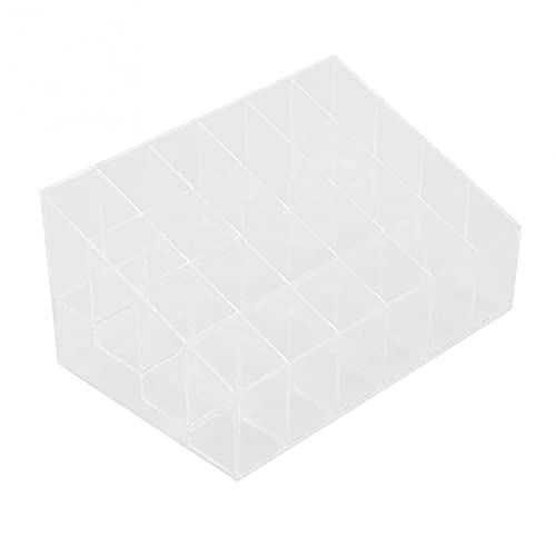 24 Grid Clear Acrylic Lipstick Organizer - Makeup Cosmetic Storage Box & Jewelry Display Case for Vanity, Bathroom, Travel - Perfect for Lipsticks, Rings, Earrings & Small Accessories