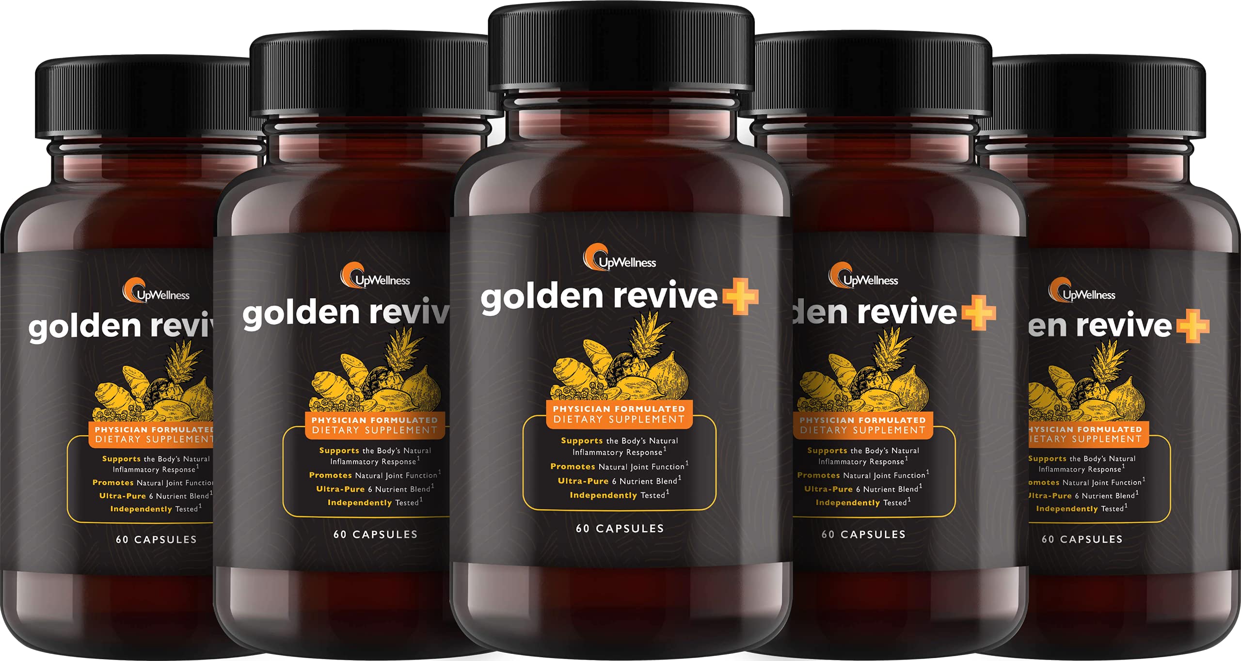 Golden Revive Joint Support Supplement with Turmeric, Black Pepper, Quercetin & Magnesium - 6 Powerful Ingredients - 60 Capsules (5 Pack) - Supports Mobility & Comfort for Active Lifestyles, Workouts & Daily Wellness