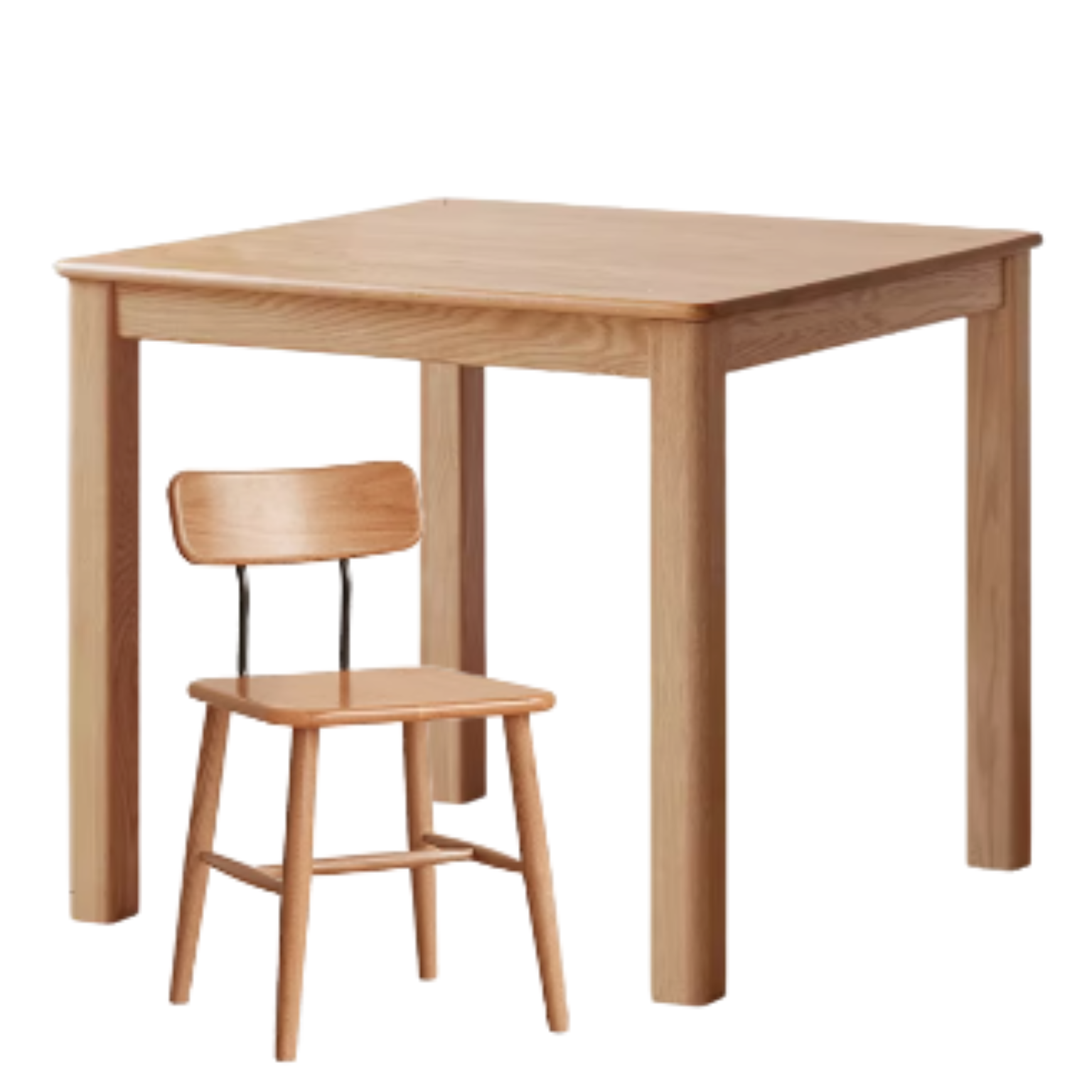 Solid Oak Wood Modern Square Dining Table - Perfect for Small Spaces, Apartments & Contemporary Home Decor