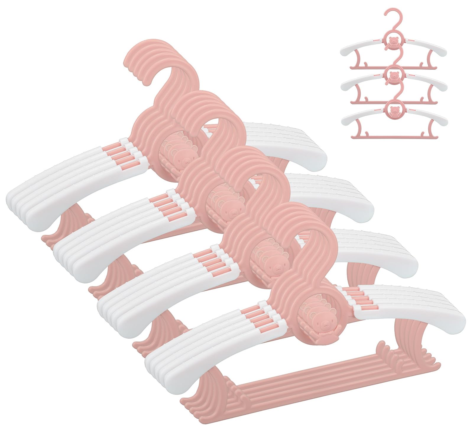 20pcs Pink Ultra Thin Non-Slip Baby Closet Hangers - Adjustable & Extendable Infant Clothes Hangers for Newborn, Toddler, Kids (Girl & Boy) - Perfect for Nursery Organization, Laundry Room & Travel Packing