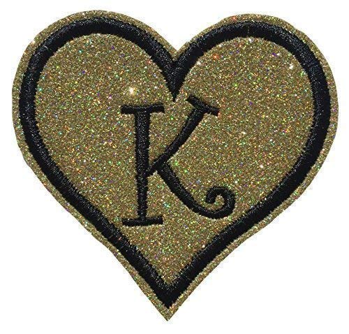 Custom Embroidered Glitter Felt Heart Iron On Patch - Personalized Initial Monogram for Jackets, Bags & DIY Crafts